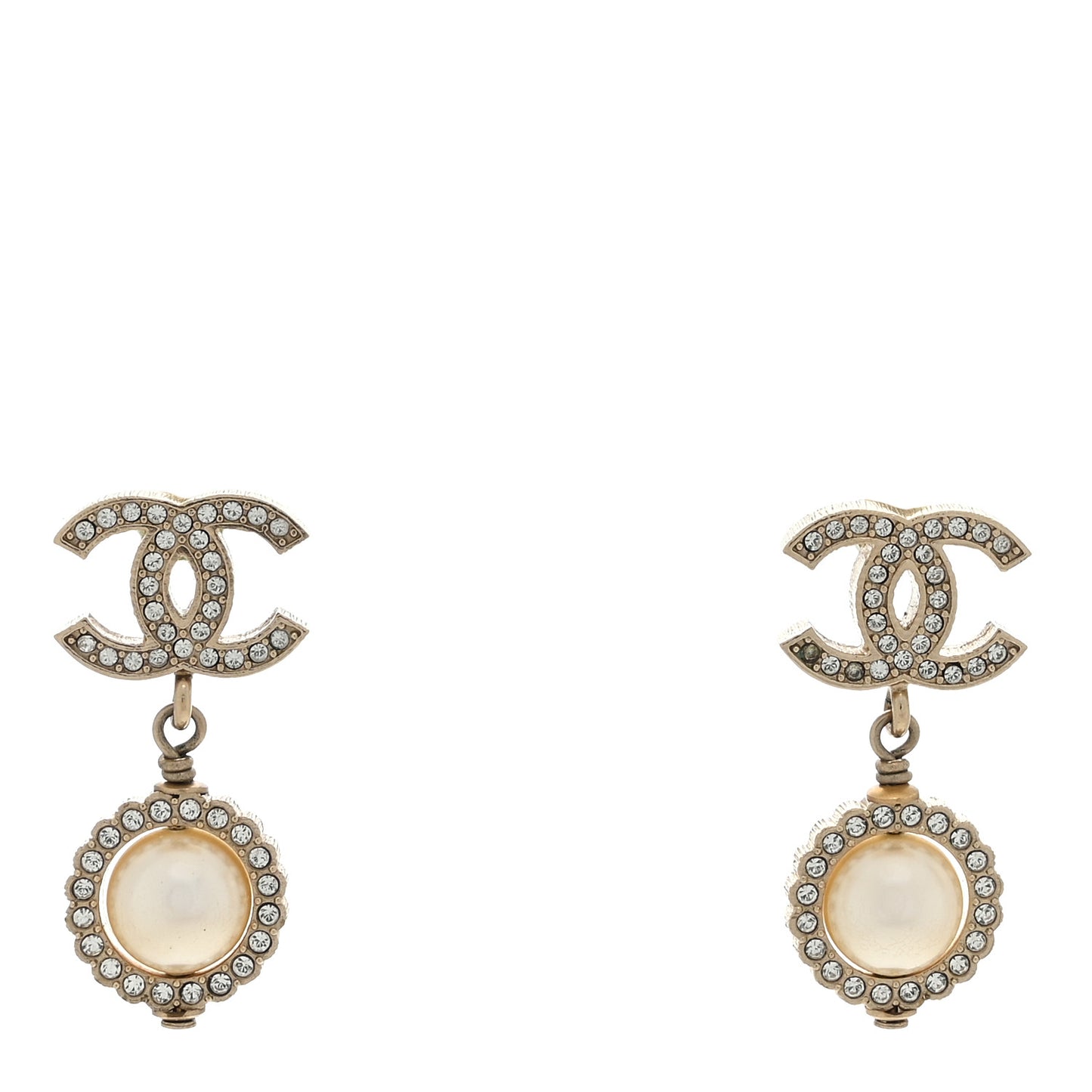 Crystal Pearl Bow-tiful CC Drop Earrings Light Gold