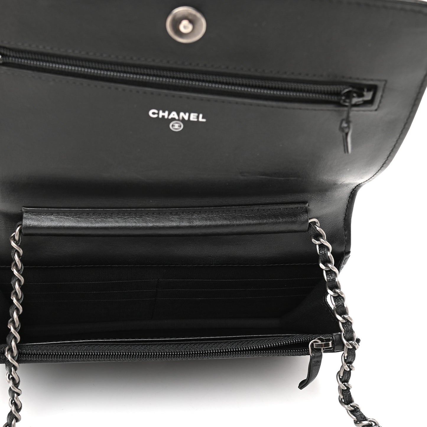 Caviar Quilted Boy Wallet On Chain WOC Black