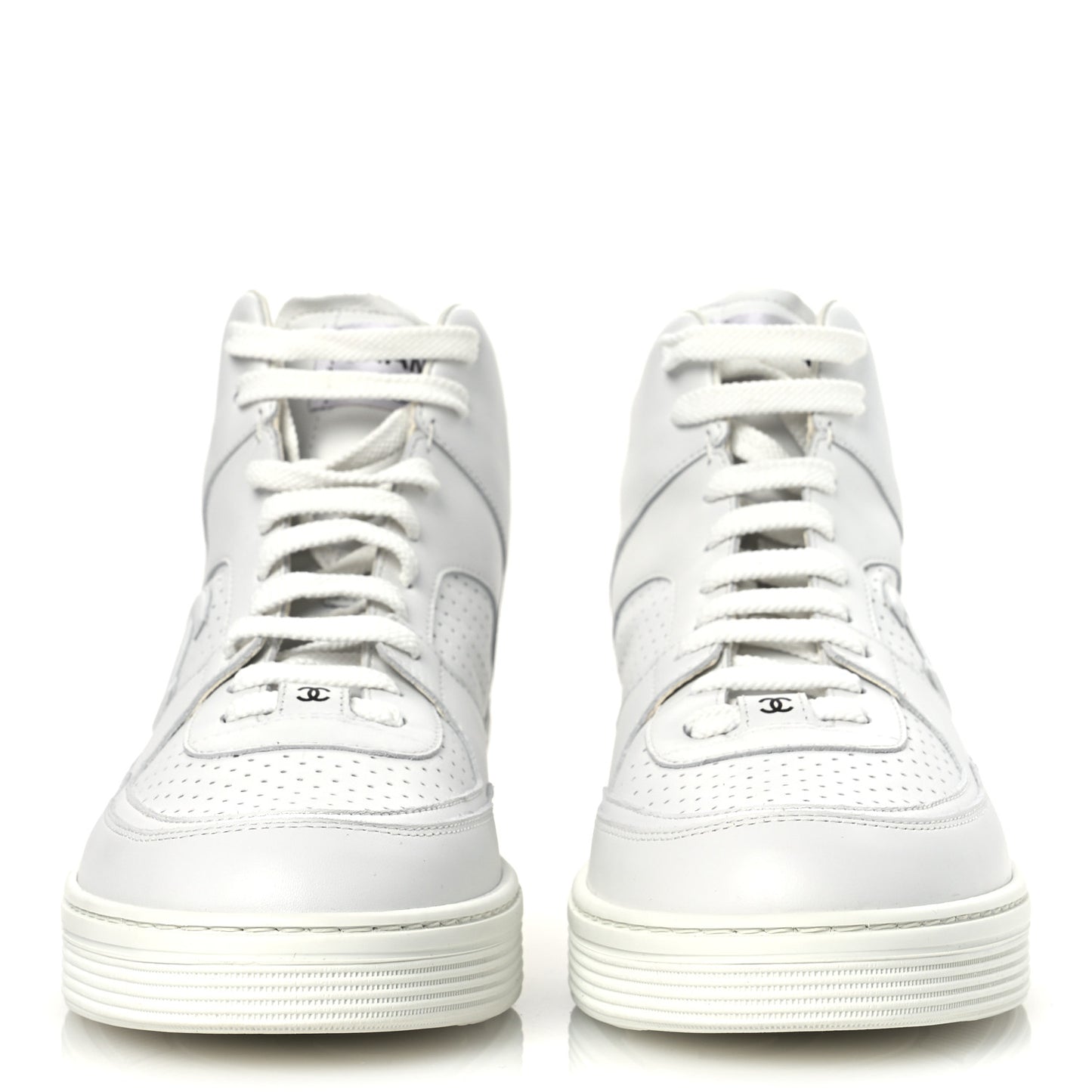 Calfskin CC High Top Sneaker 45 White