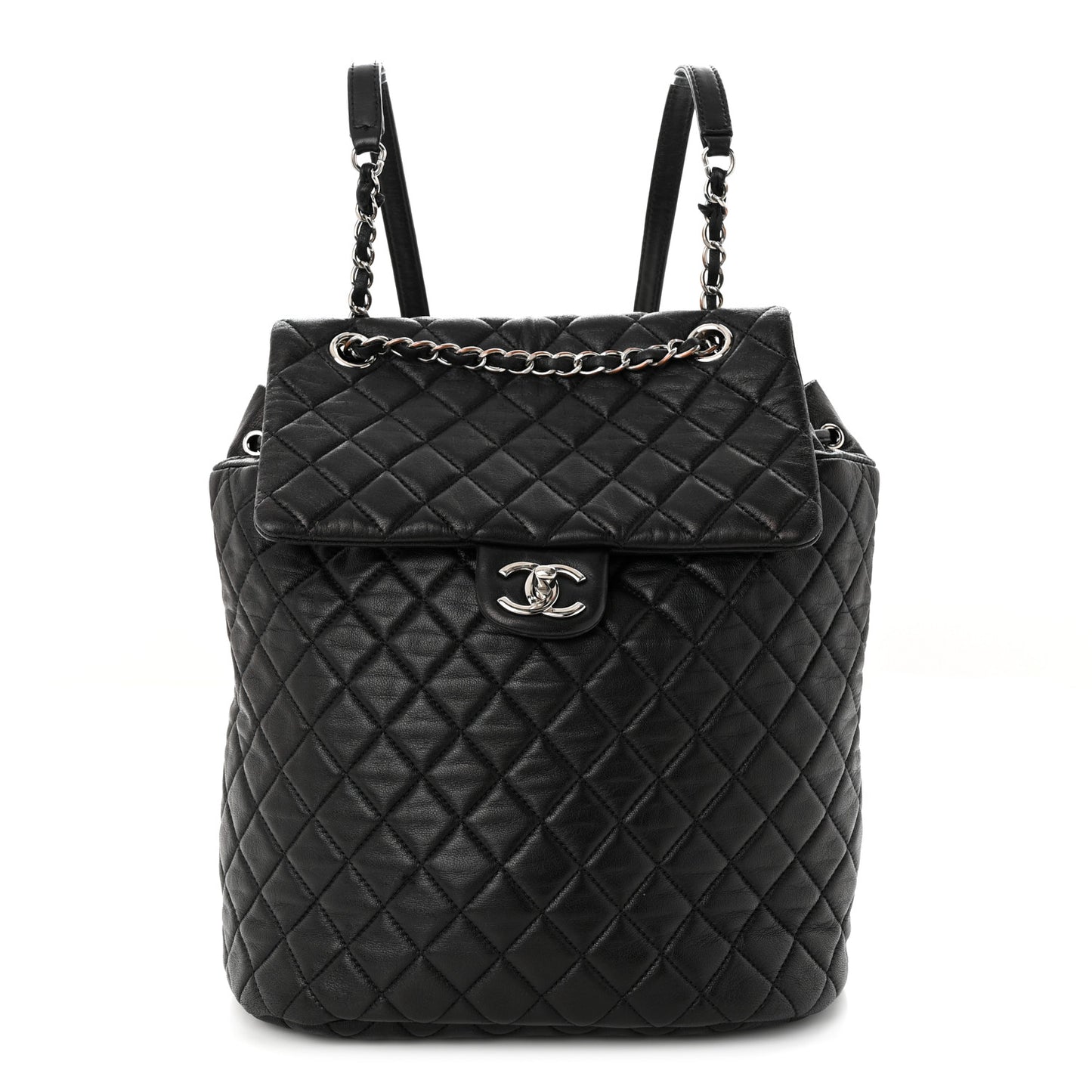 Calfskin Quilted Large Urban Spirit Backpack Black
