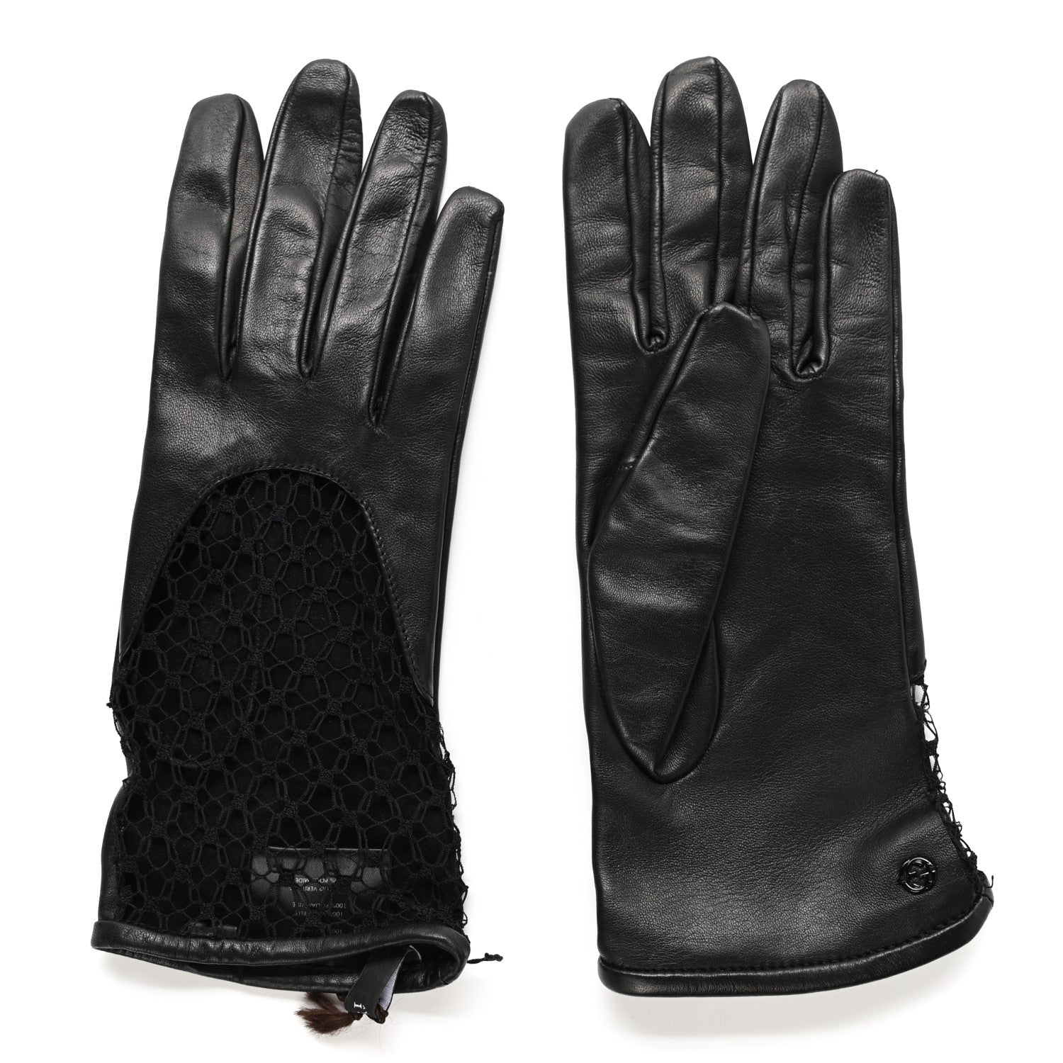 Gucci Nappa Mesh Gloves 8 Black 1 of 4