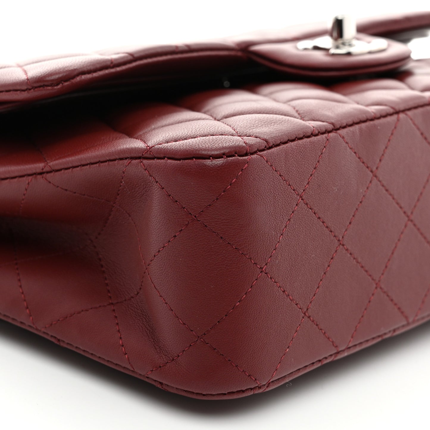 Lambskin Quilted Medium Double Flap Burgundy