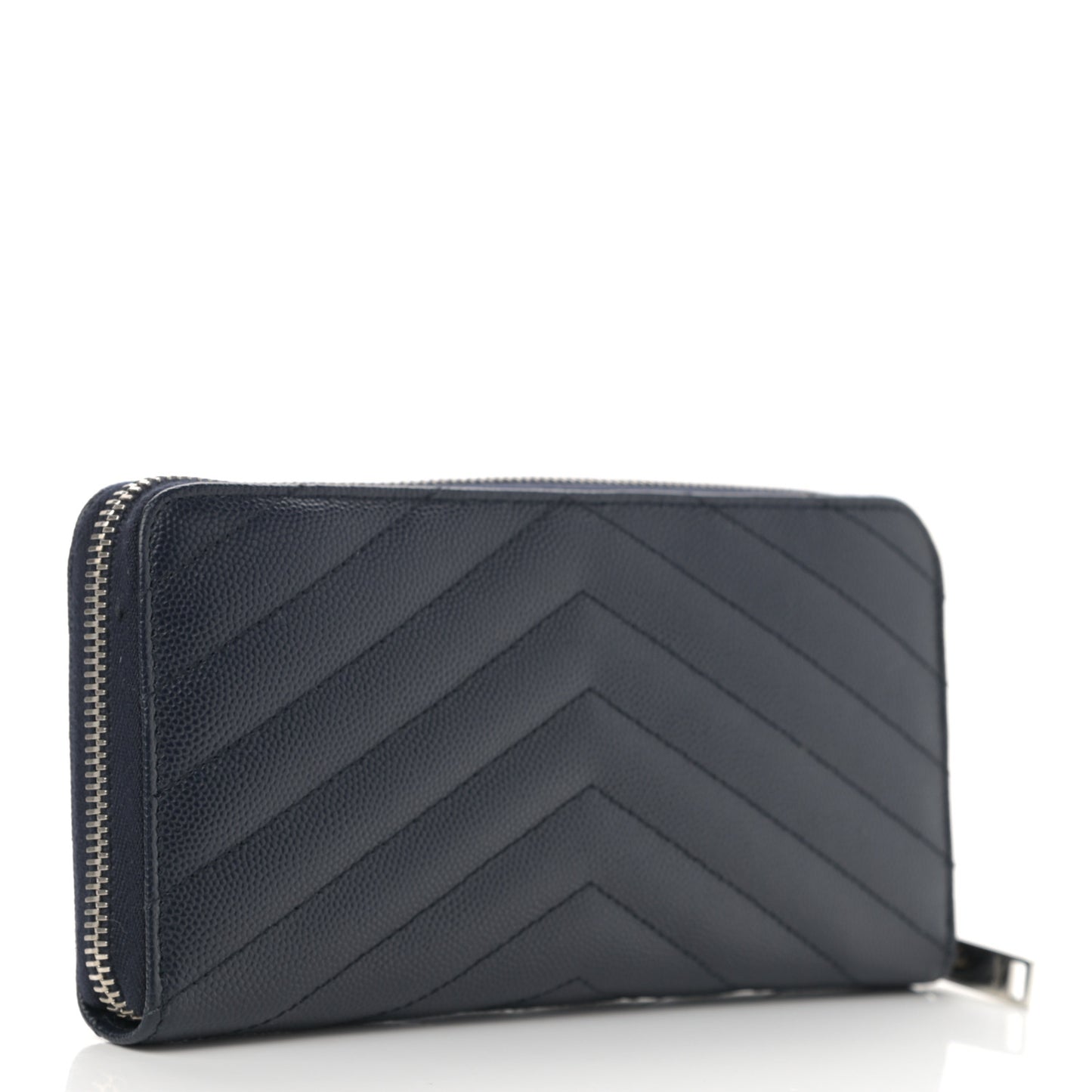 Grain De Poudre Matelasse Chevron Monogram Zip Around Wallet Deep Marine