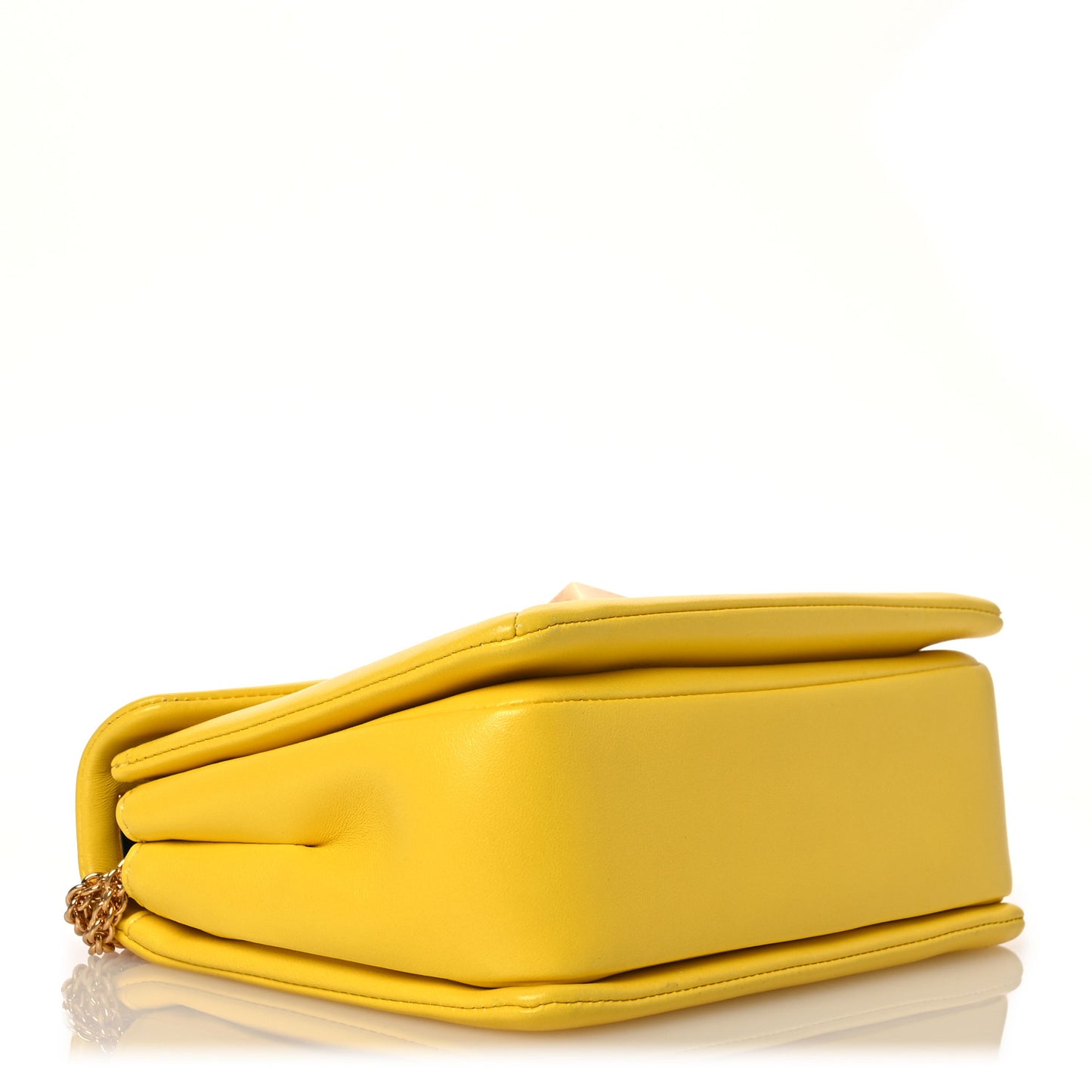 Nappa One Stud Chain Clutch Yellow