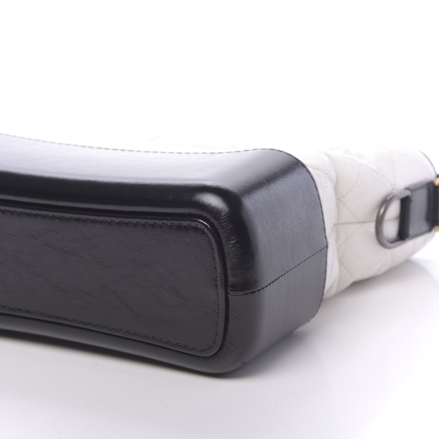 Aged Calfskin Quilted Medium Gabrielle Hobo Black White