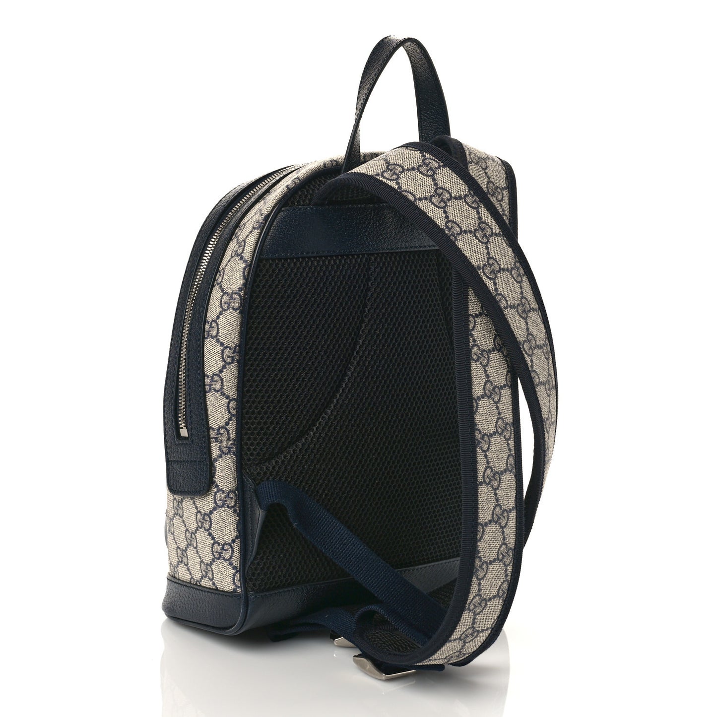 GG Supreme Monogram Textured Dollar Calfskin Web Small Ophidia Day Backpack Beige Blue Black
