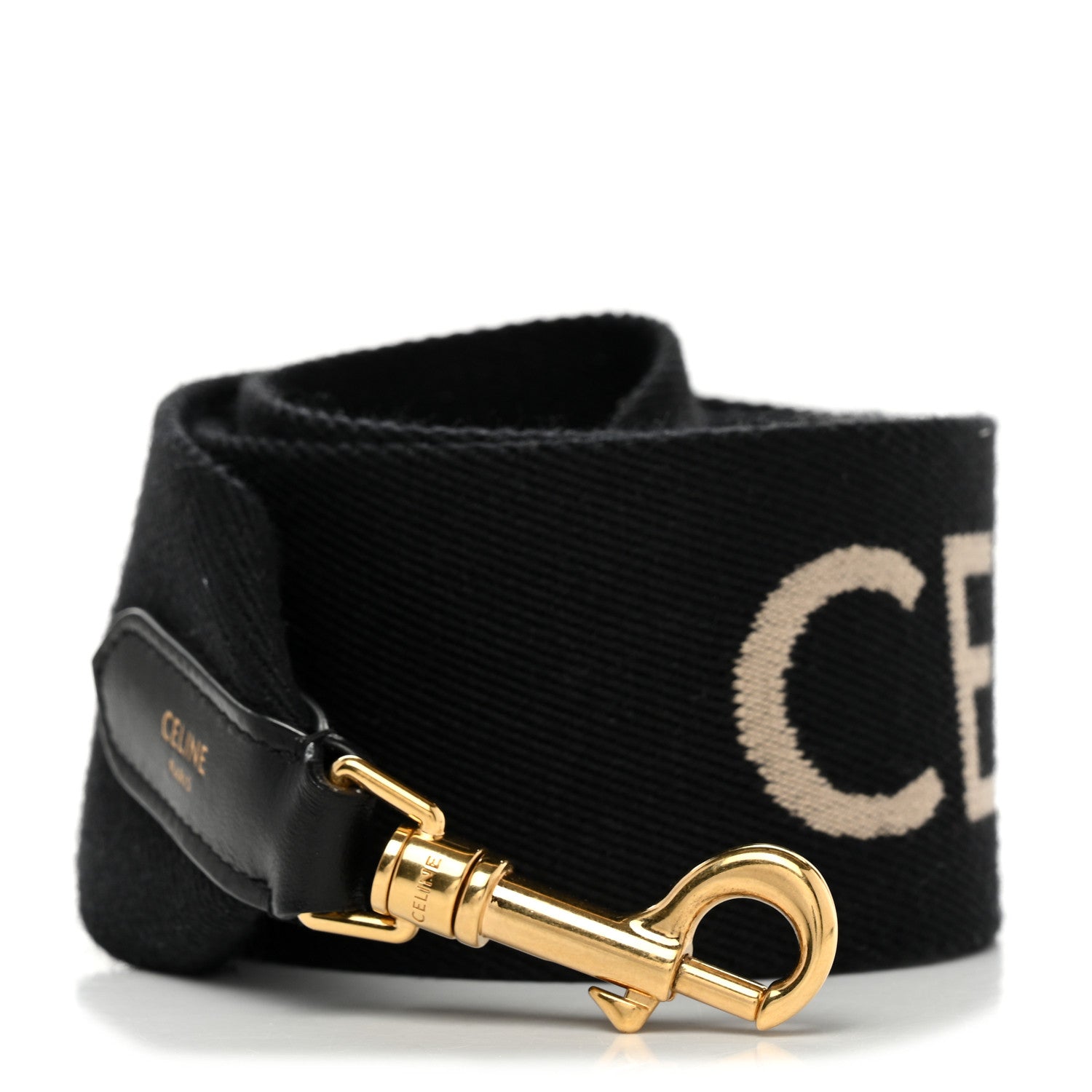 Celine Jacquard Wool Logo Short Strap Black Beige 1 of 6