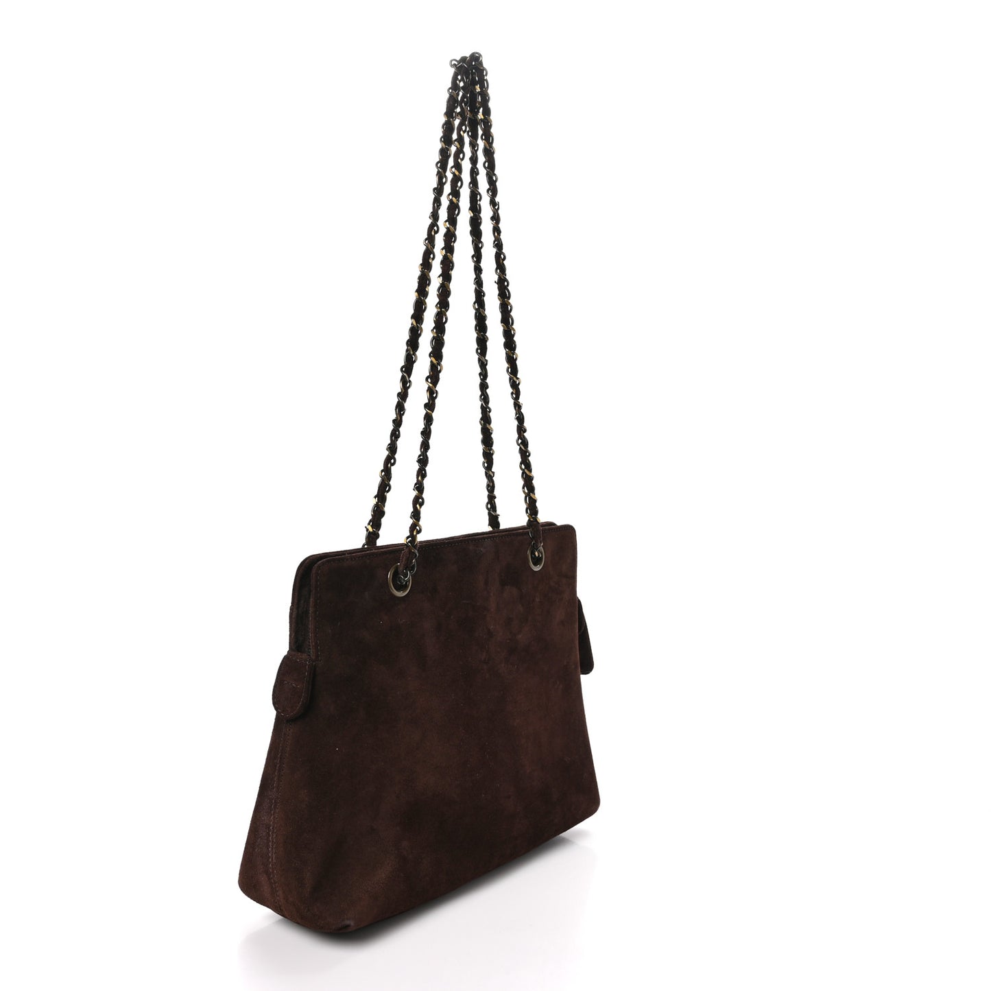 Suede Shopping Chain Tote Brown
