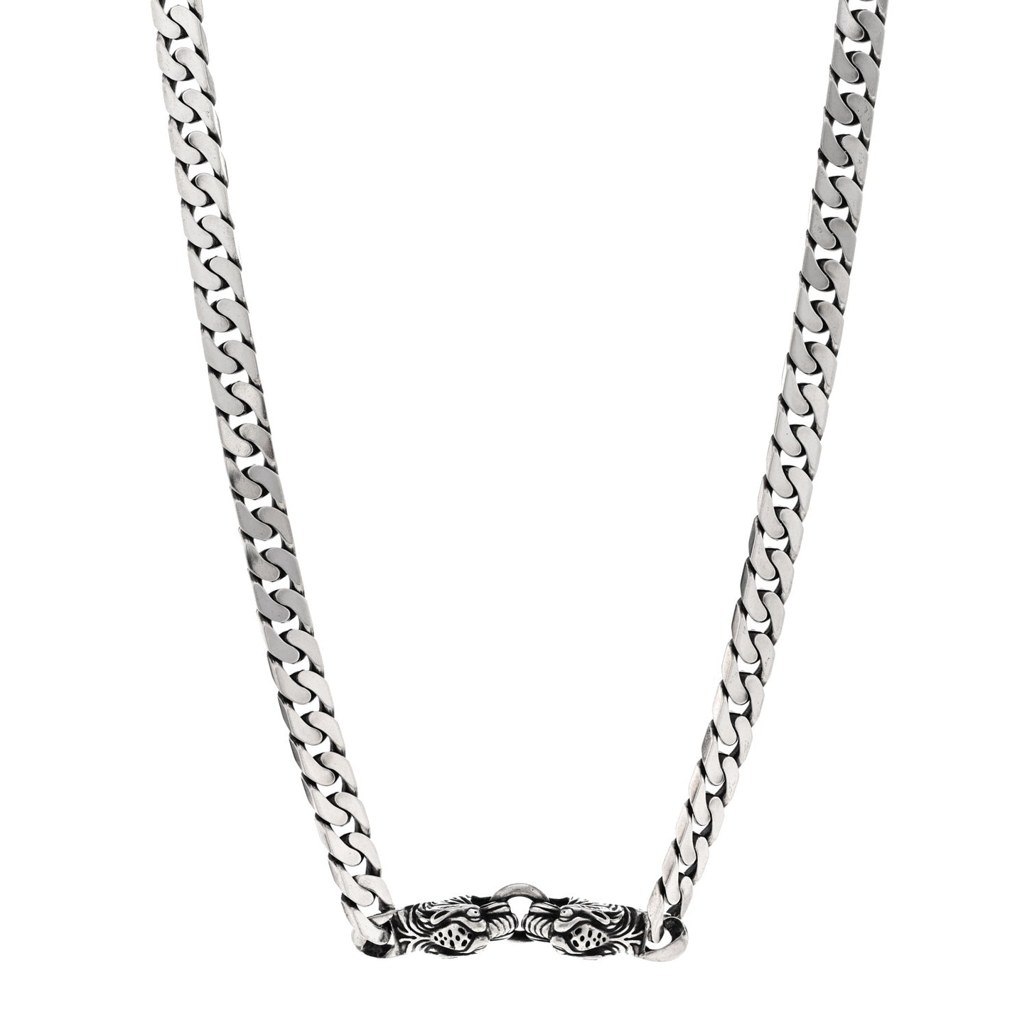 Sterling Silver Tigers  Head Choker Chain Necklace