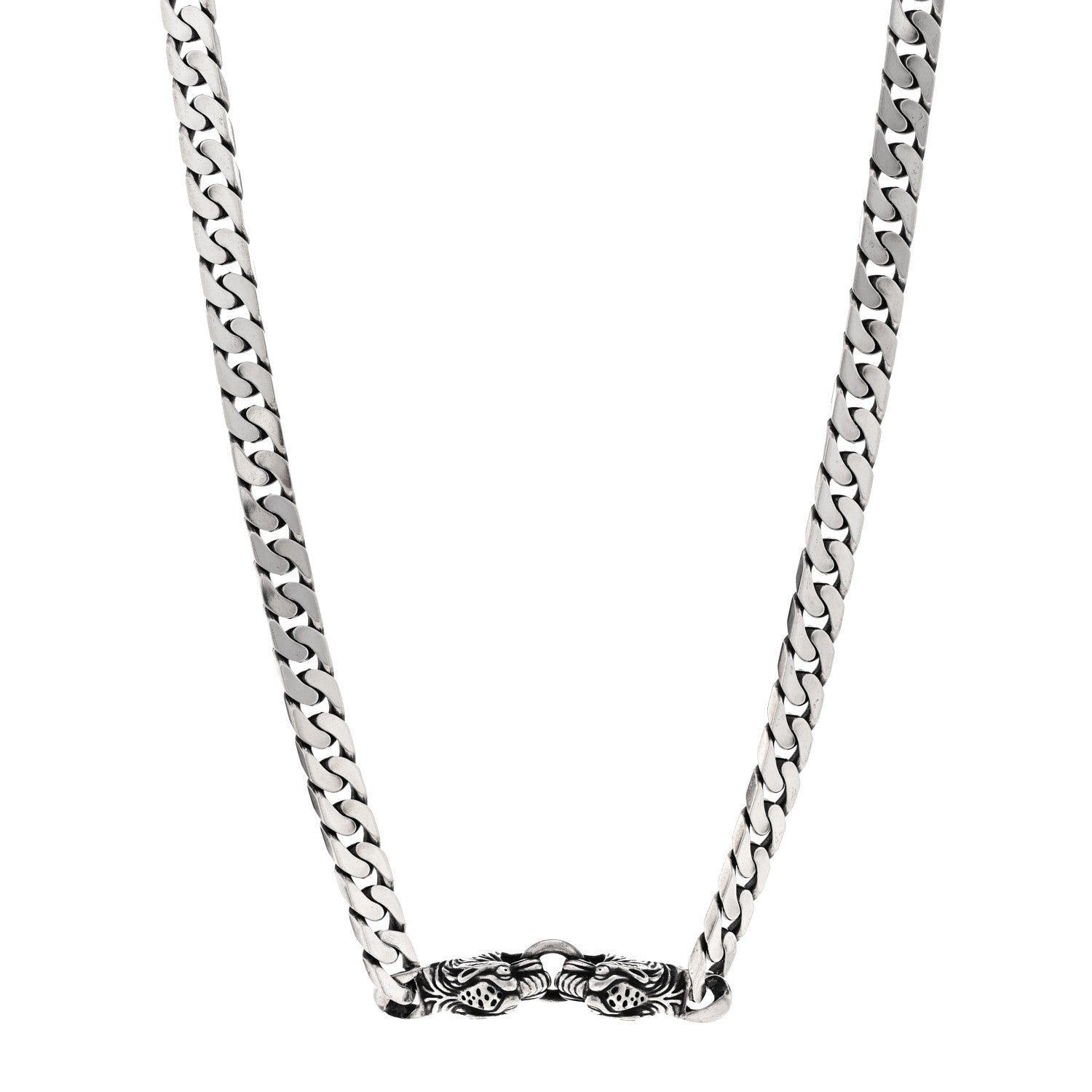 Gucci Sterling Silver Tigers  Head Choker Chain Necklace 1 of 6
