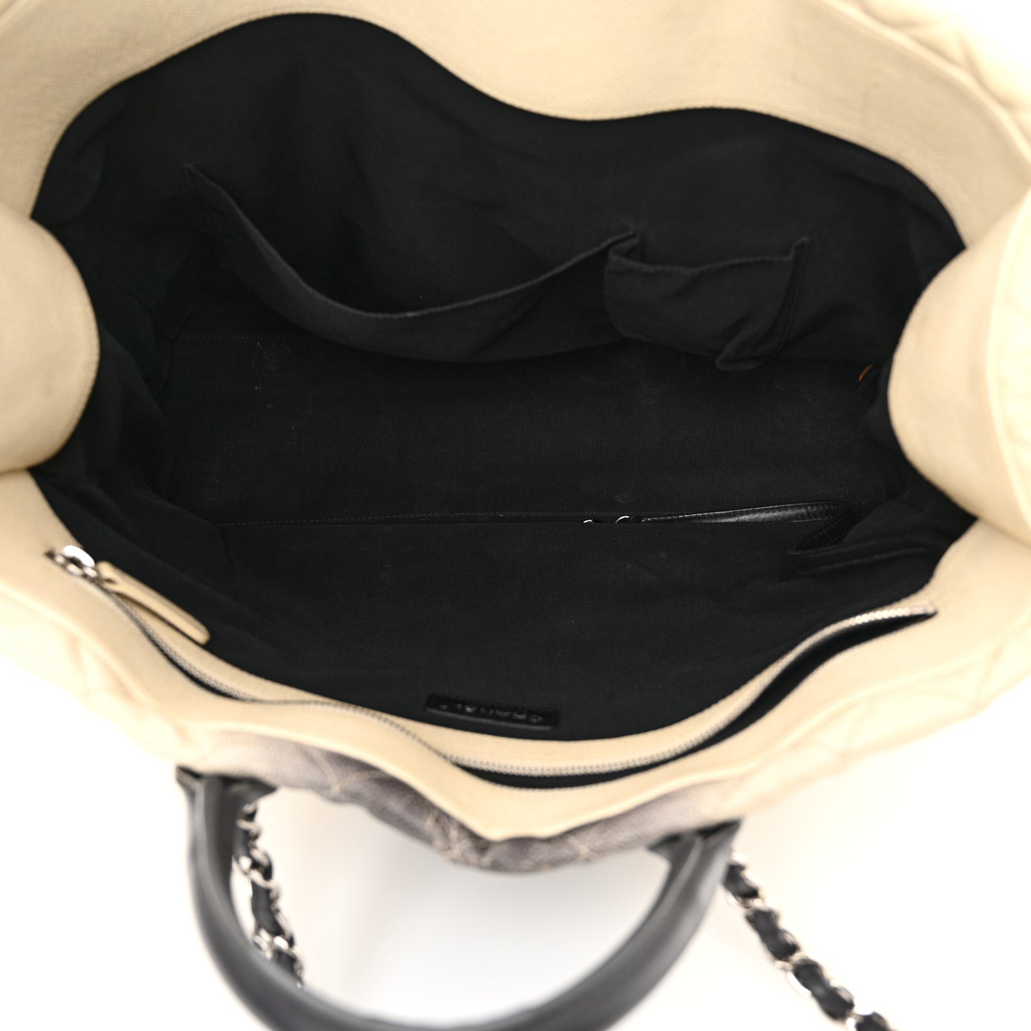 Caviar Ombre Large Shopping Tote White