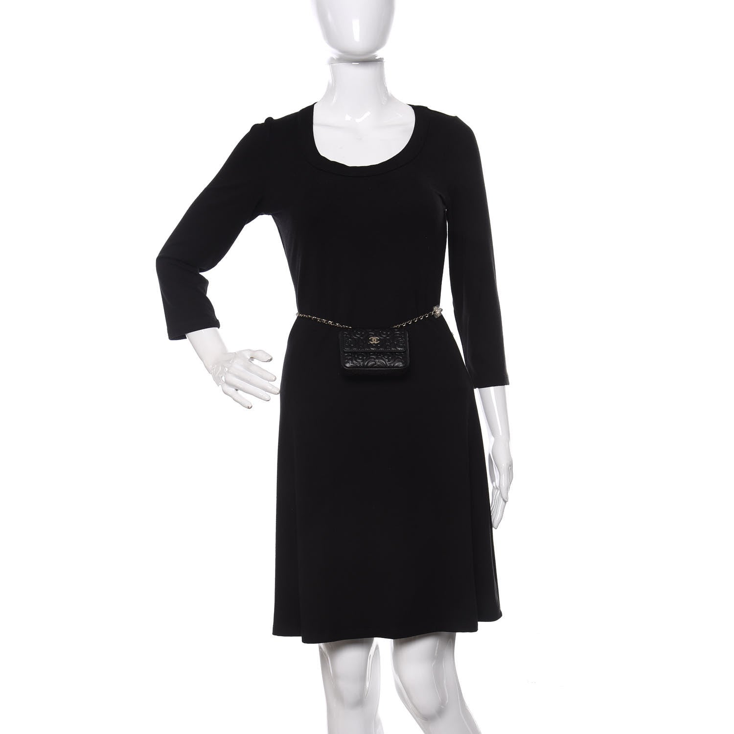 Chanel Lambskin Camellia Embossed Chain Belt Bag Black 2 of 11