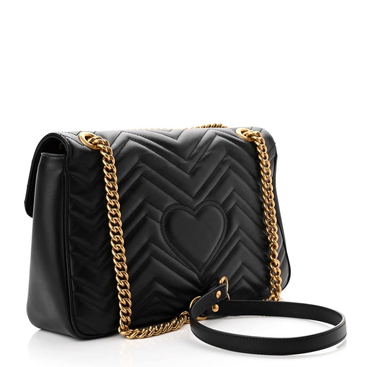 Calfskin Matelasse Medium GG Marmont Shoulder Bag Black