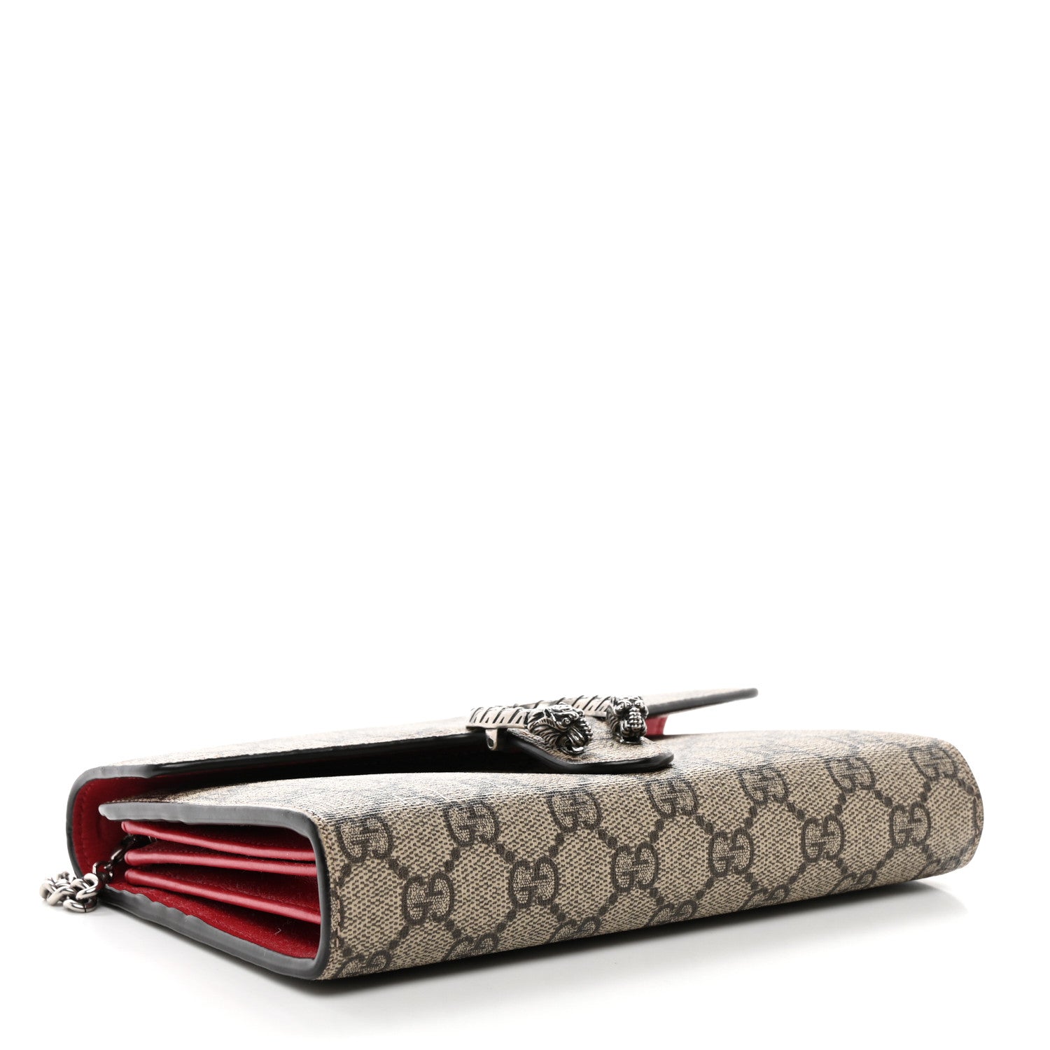 Gucci GG Supreme Monogram Mini Dionysus Chain Wallet Beige Vulcanic Red 4 of 13