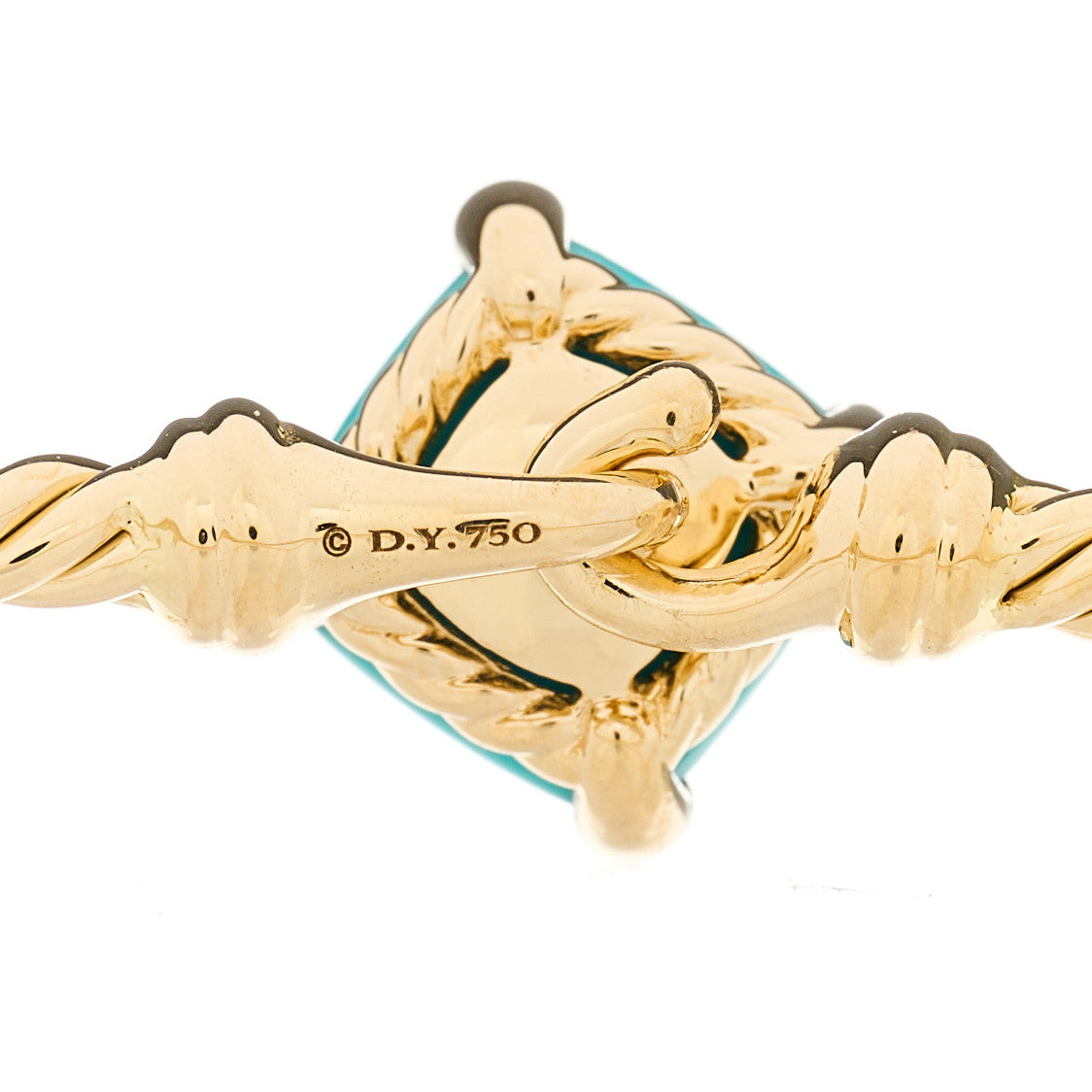 David Yurman 18K Yellow Gold Diamond Turquoise Chatelaine Bracelet 3 of 3