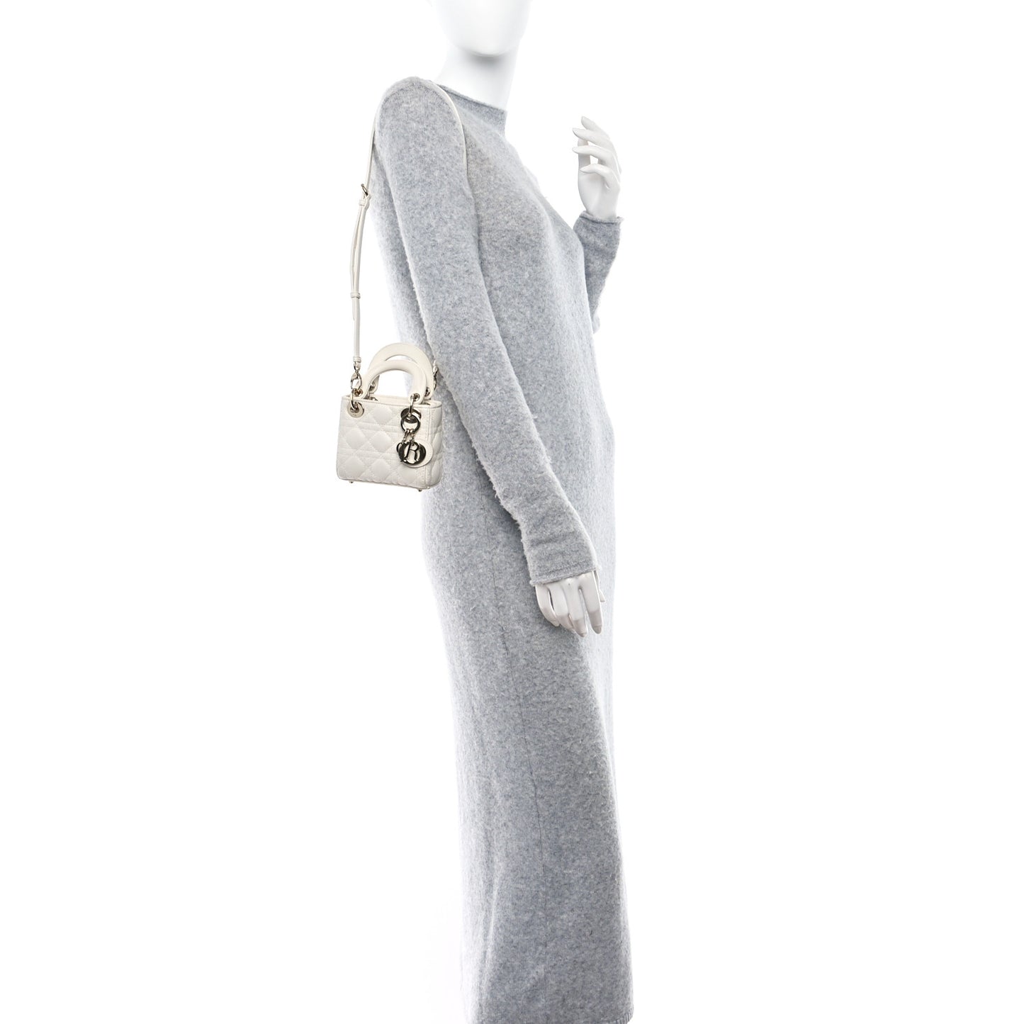 Lambskin Cannage Micro Lady Dior White