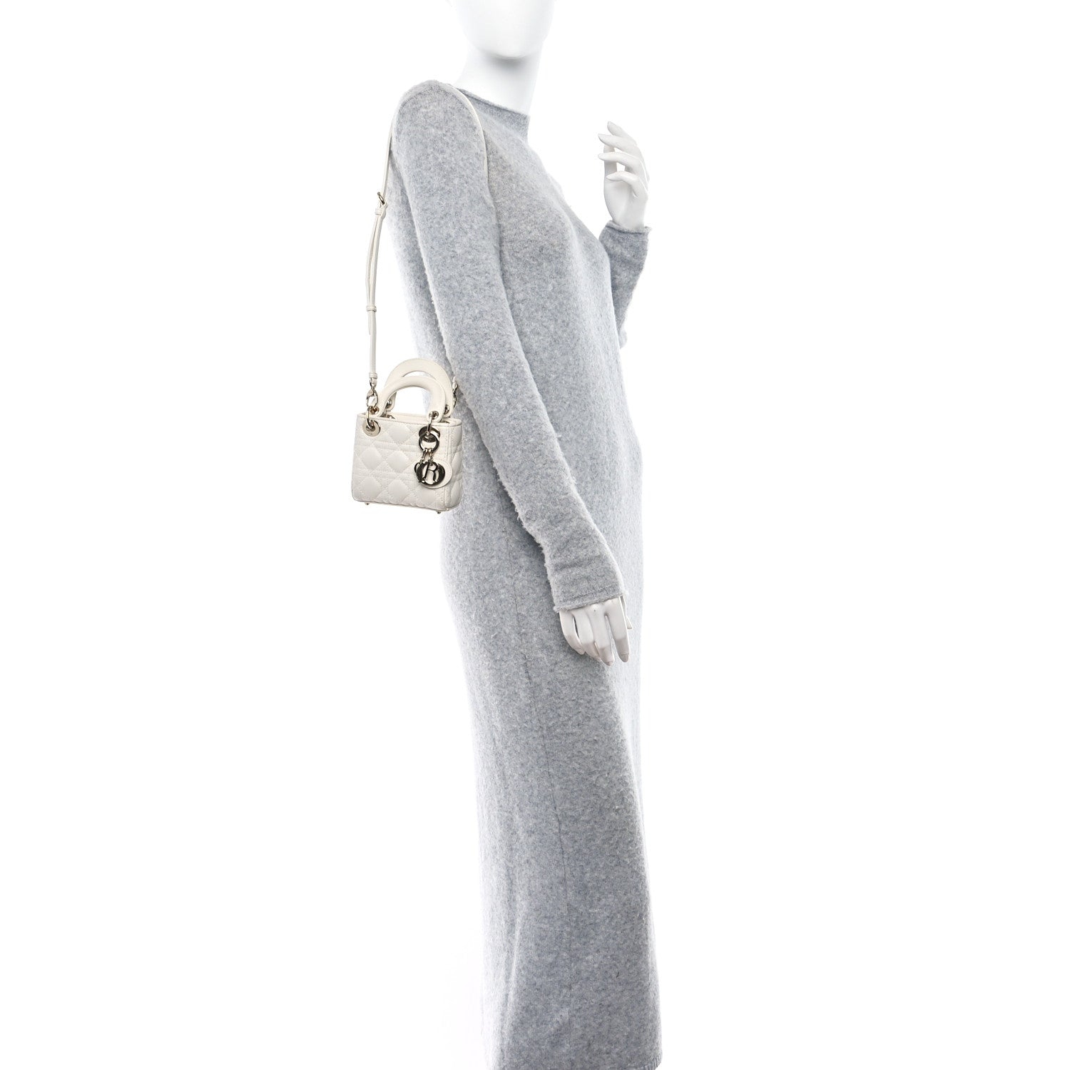 Christian Dior Lambskin Cannage Micro Lady Dior White 2 of 13