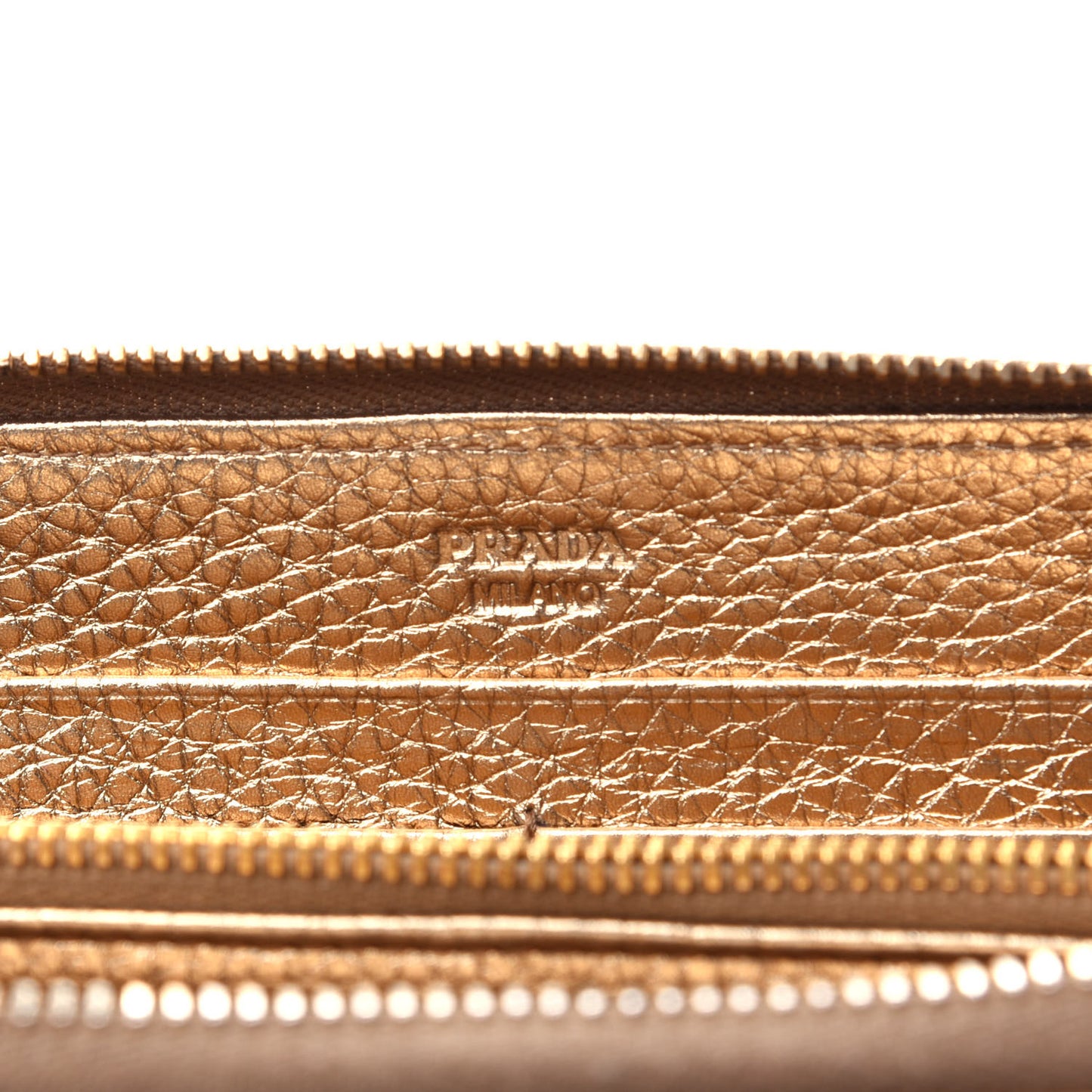 Metallic Vitello Daino Zip Around Wallet Gold