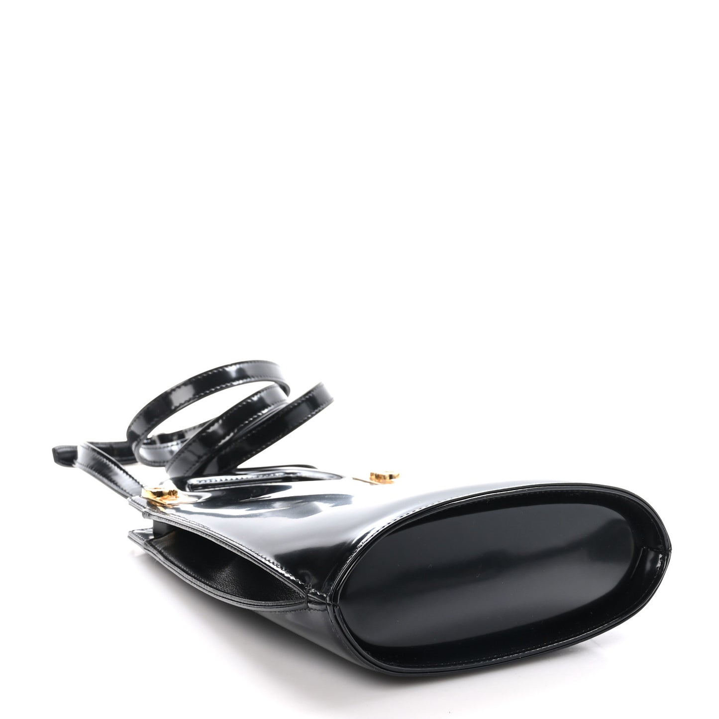 Brushed Calfskin North South Wanda Top Handle Bag Black