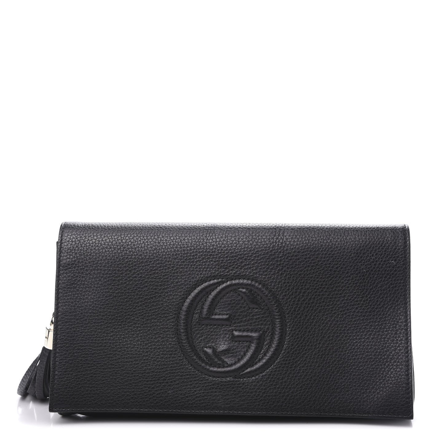 Pebbled Calfskin Medium Soho Clutch Black
