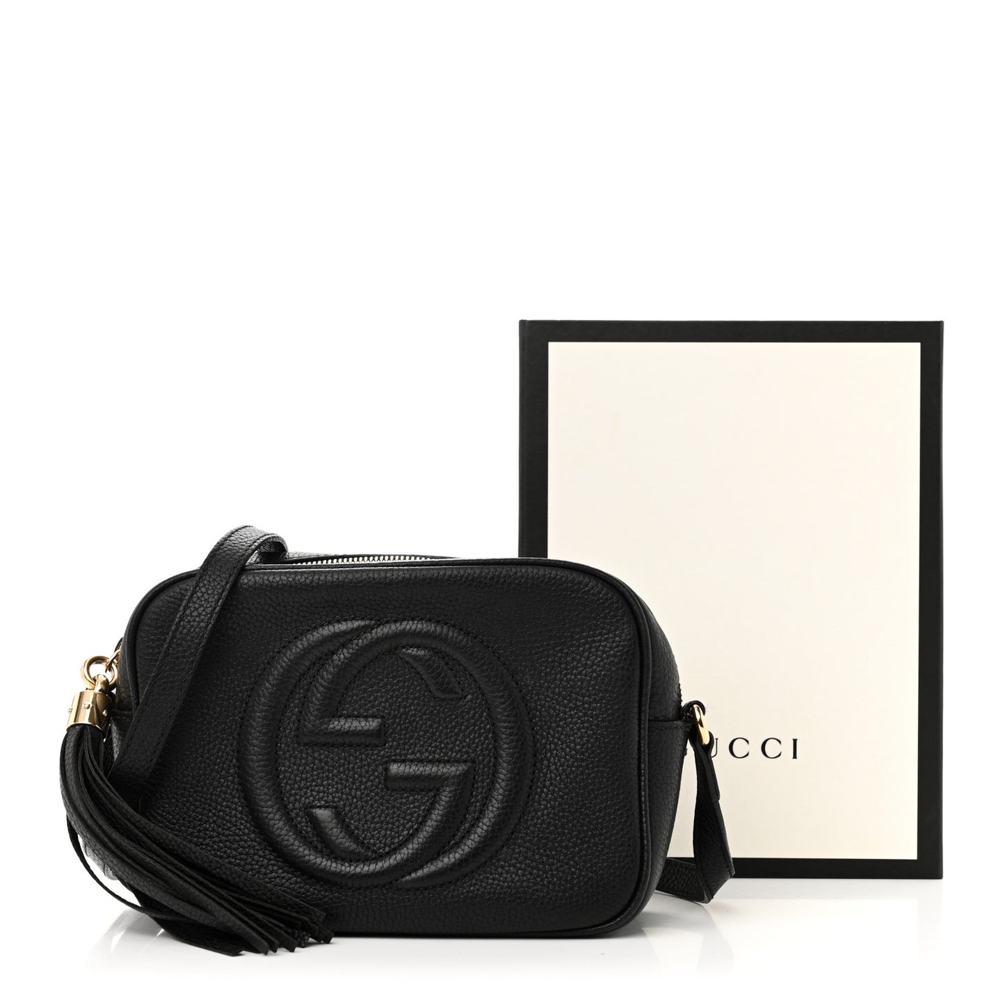 Pebbled Calfskin Small Soho Disco Bag Black
