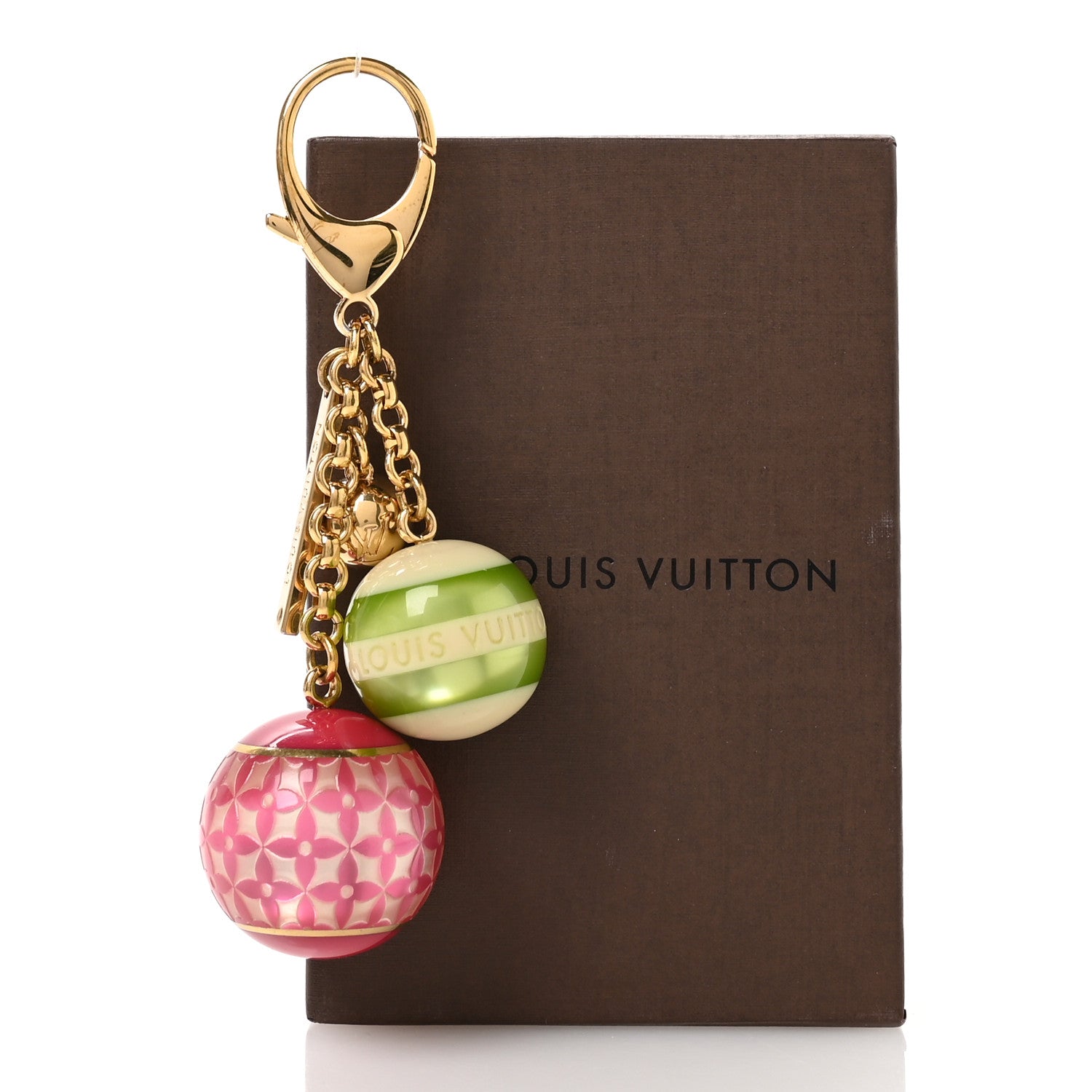 Louis Vuitton Mini Lin Croisette Bag Charm Pink Green 4 of 5
