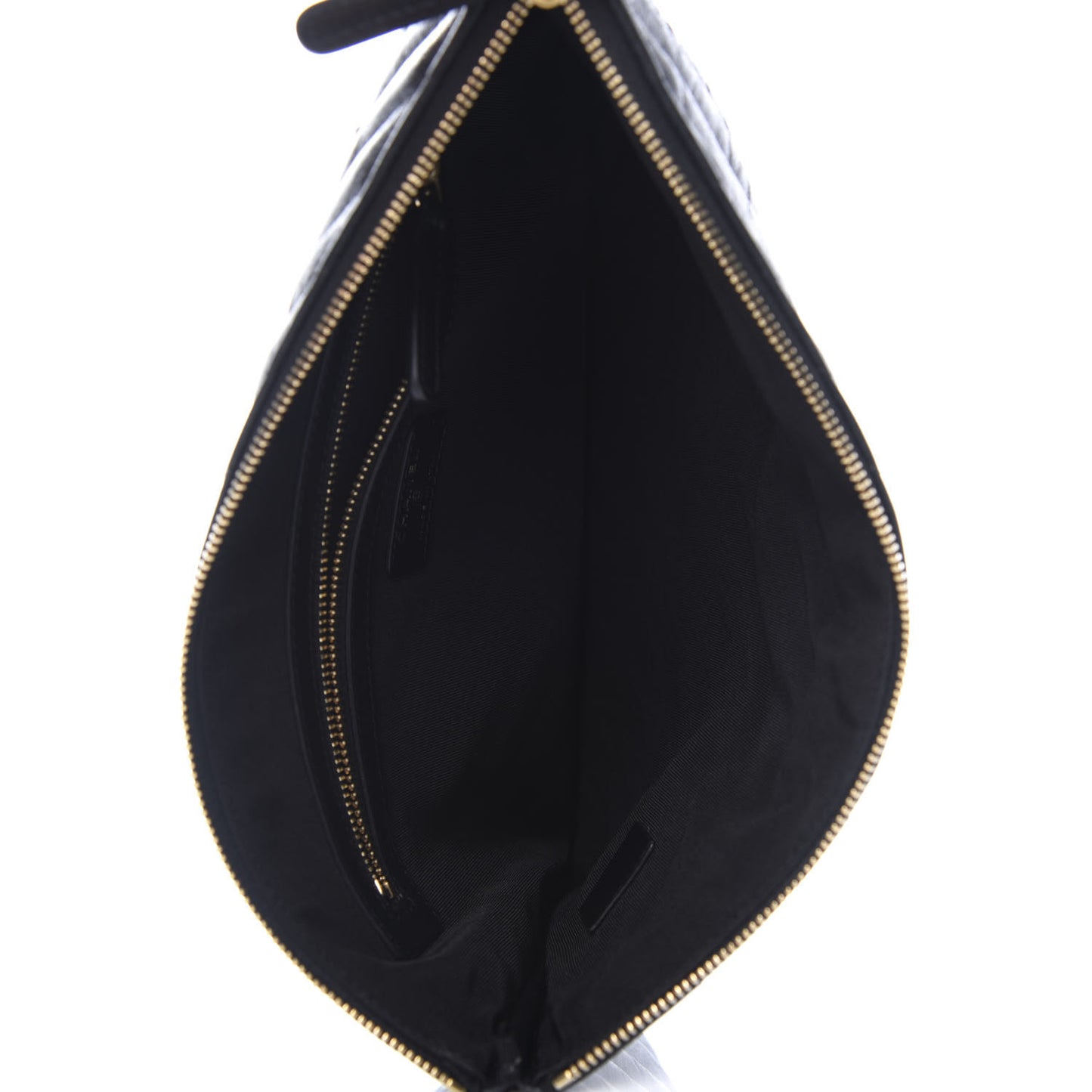 Aged Calfskin Chevron Quilted Medium Cosmetic Case Black
