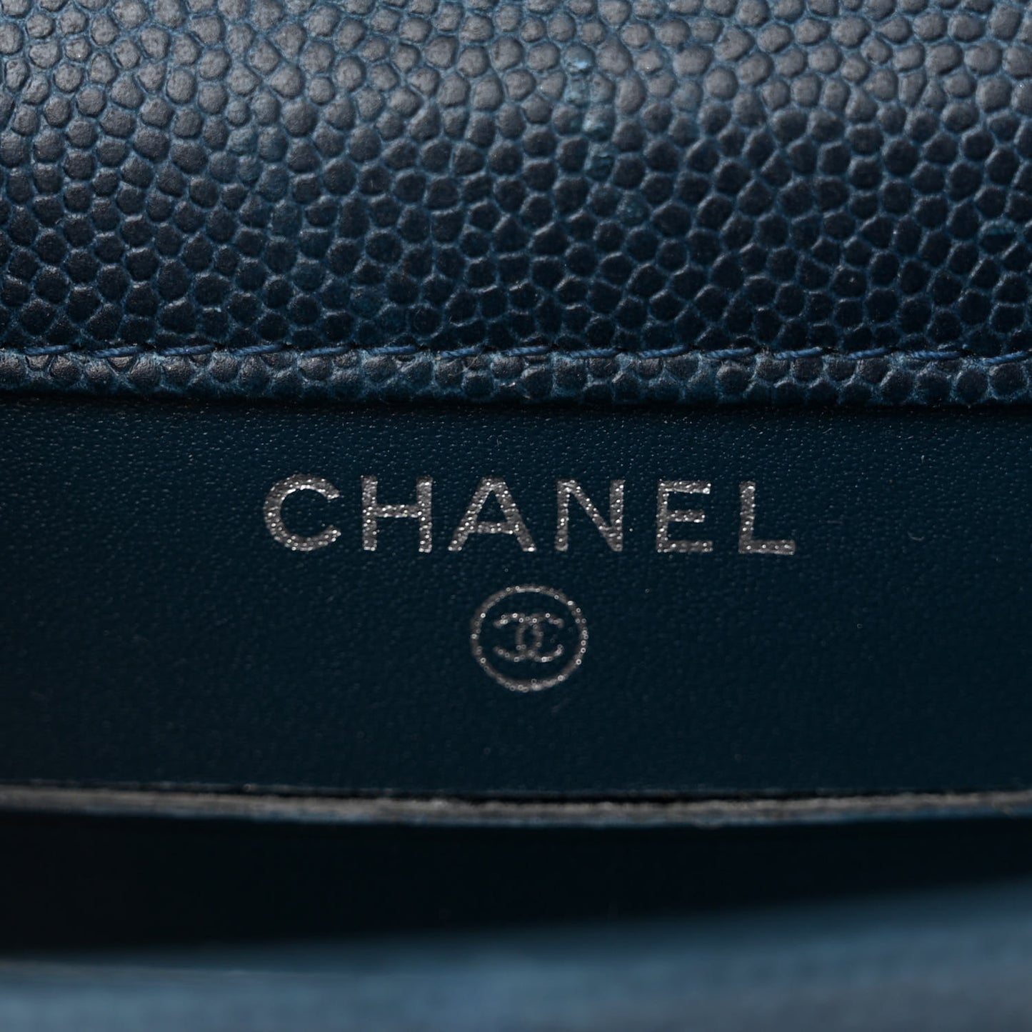 Caviar Quilted Extra Mini Wallet On Chain WOC Blue