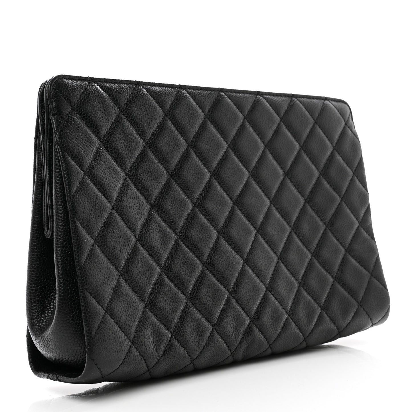 Caviar Quilted CC Large Clutch Black
