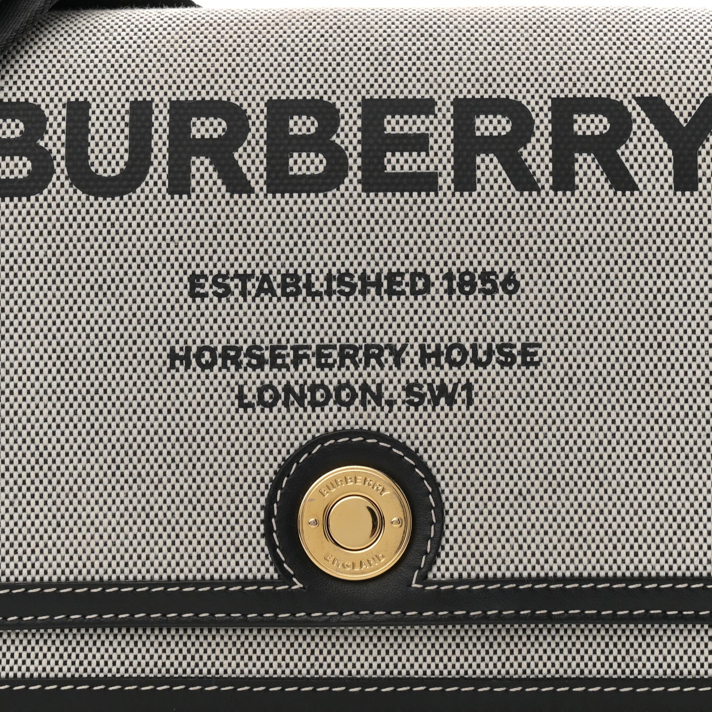 Canvas Horseferry Print Note Crossbody Bag Grey Black