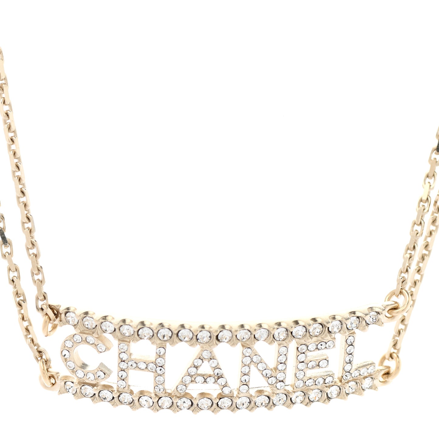 Metal Crystal Logo Choker Necklace Gold