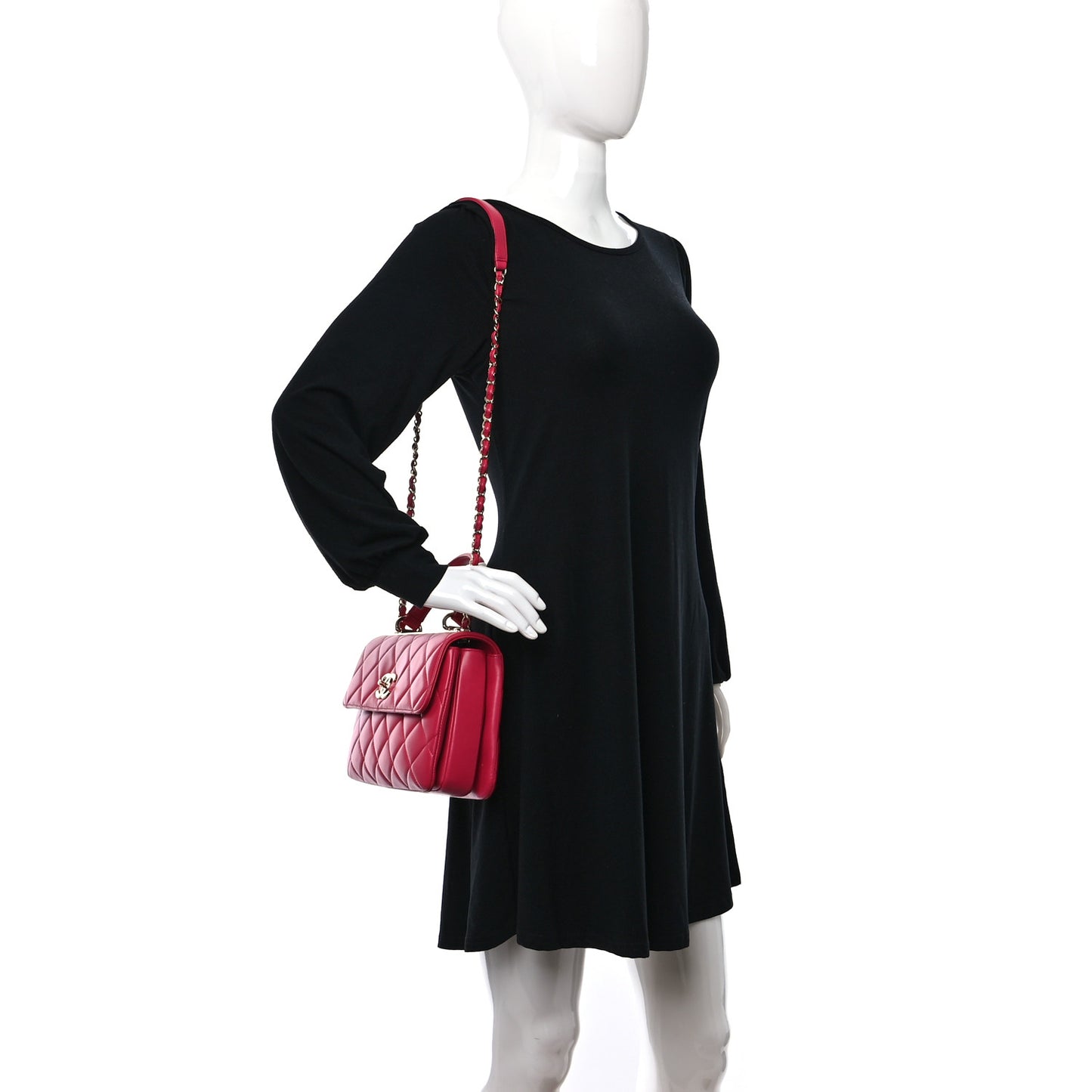 Lambskin Quilted Small Trendy CC Flap Dual Handle Bag Pink