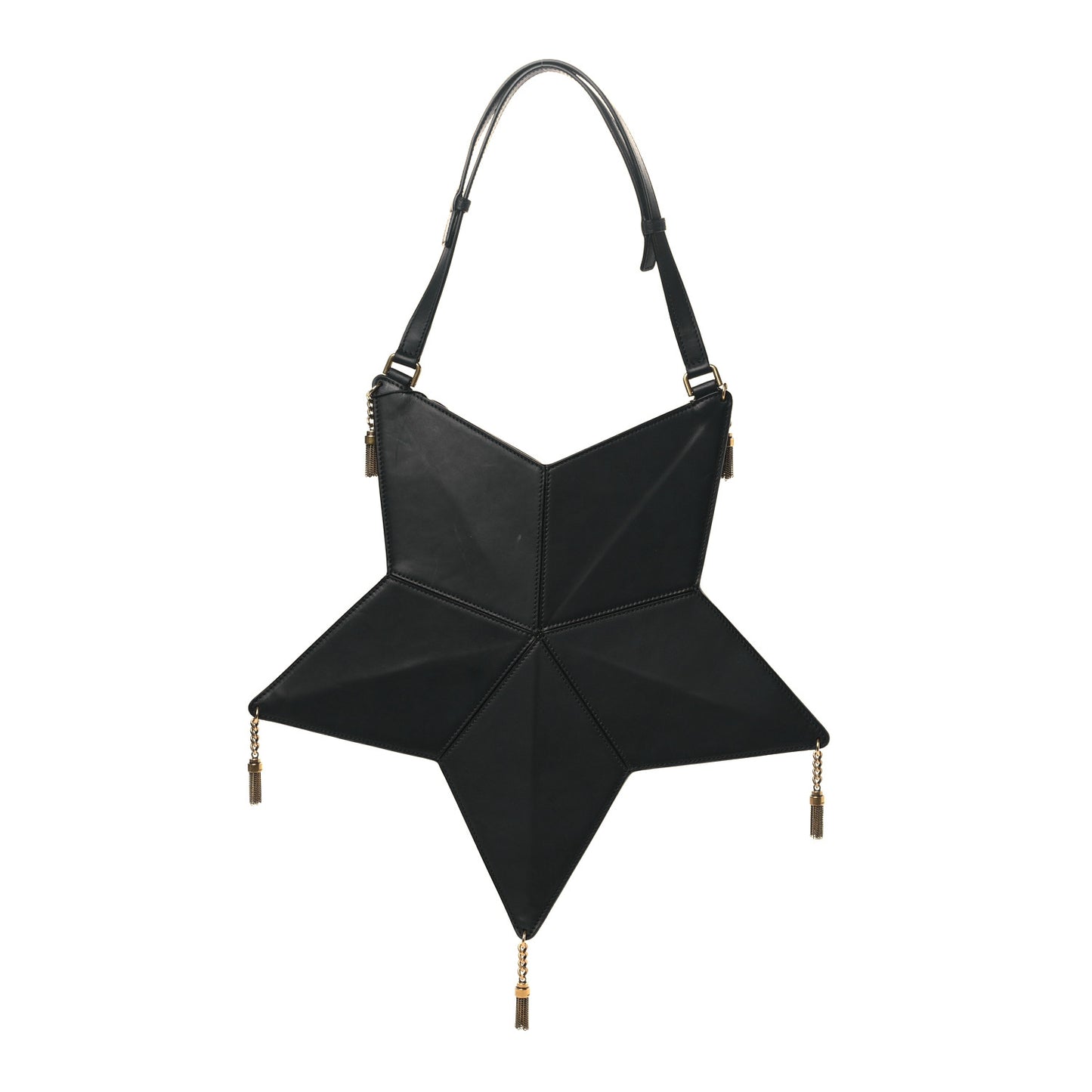 Calfskin Astro Star Shoulder Bag Black