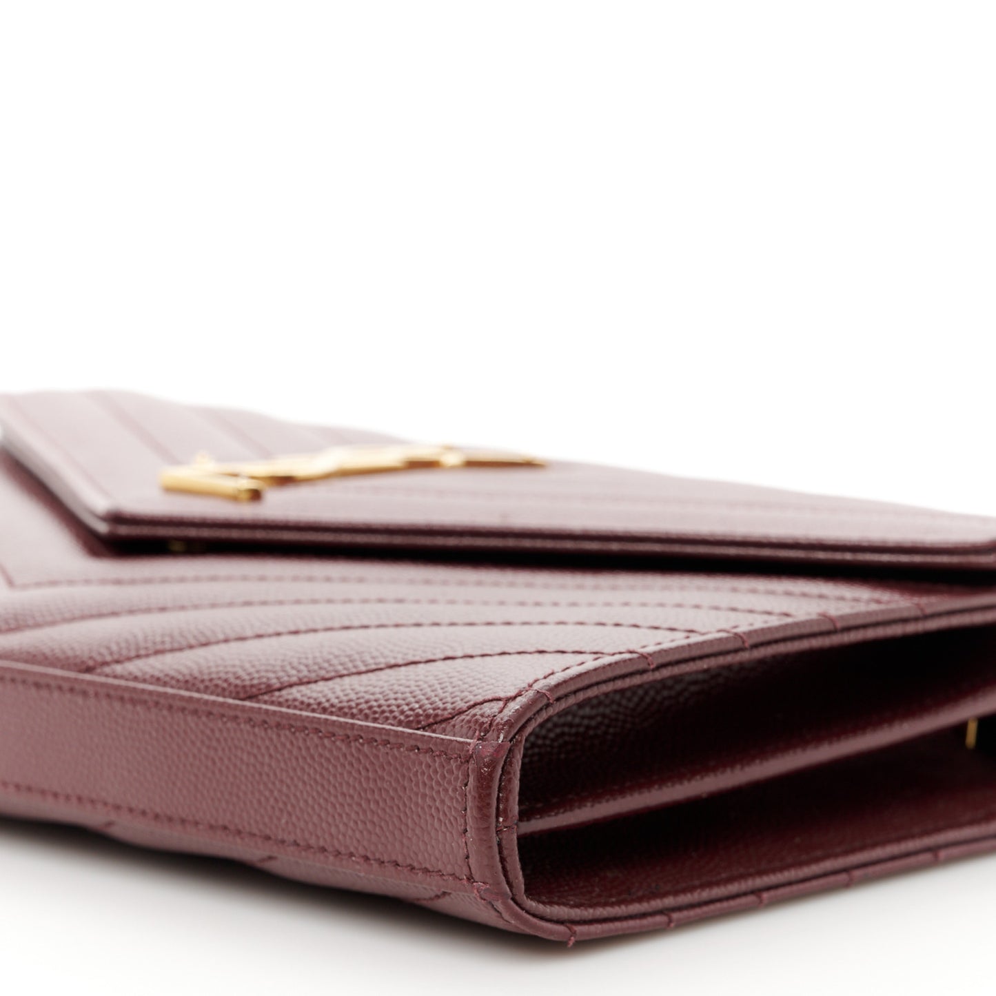 Grain De Poudre Matelasse Chevron Monogram Chain Wallet Rouge Legion