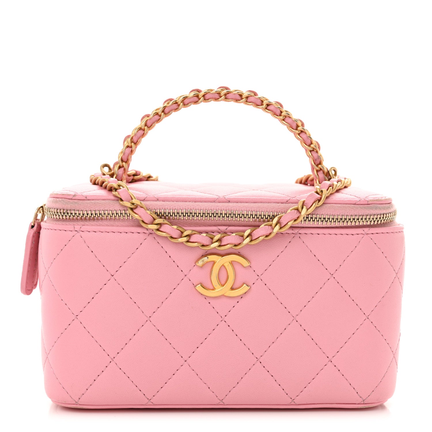 Chanel Lambskin Quilted Pick Me Up Vanity Case Pink 1663484