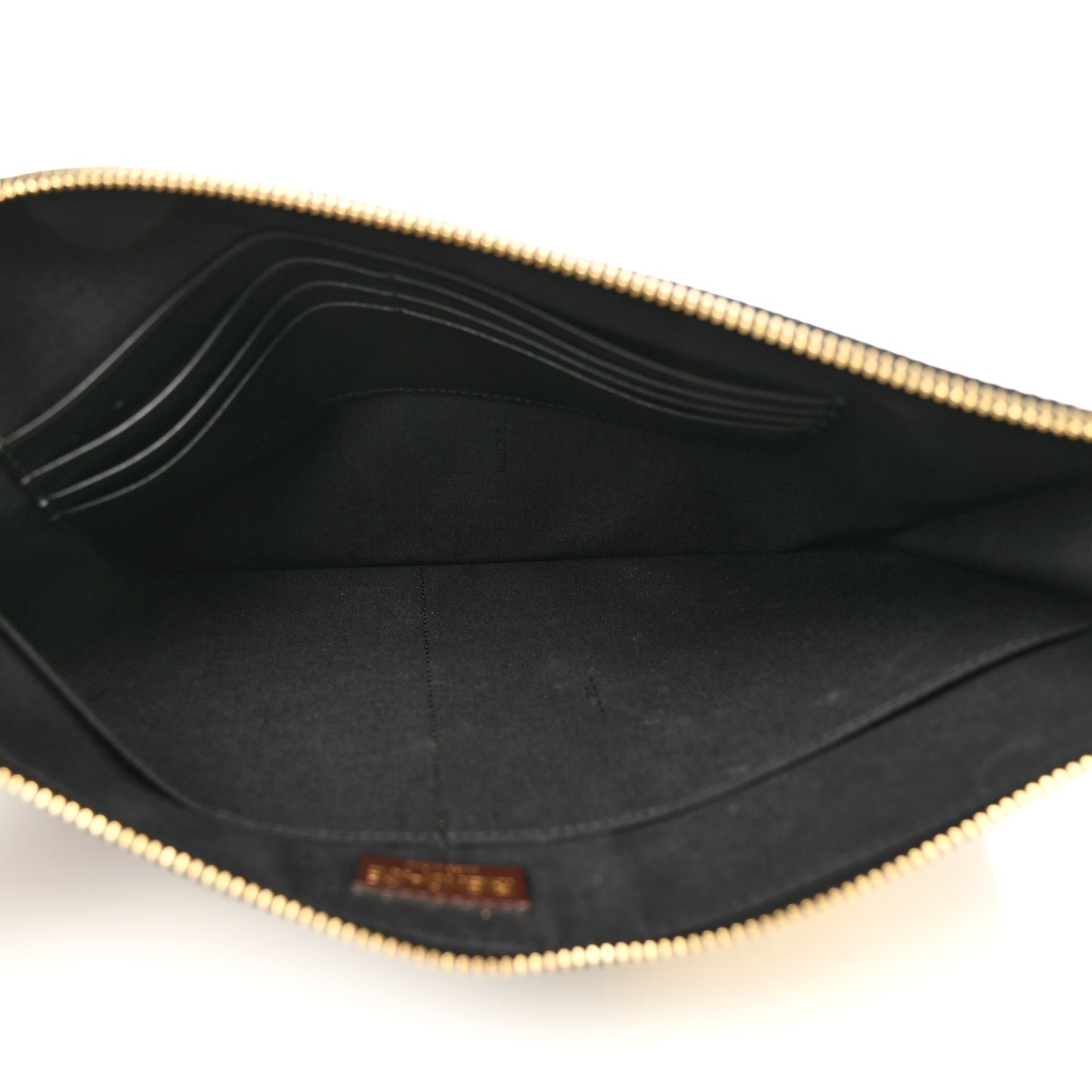 X VERSACE Glazed Fabric Vitello Cover Fendace FF Baroque Large Flat Pouch Black Gold