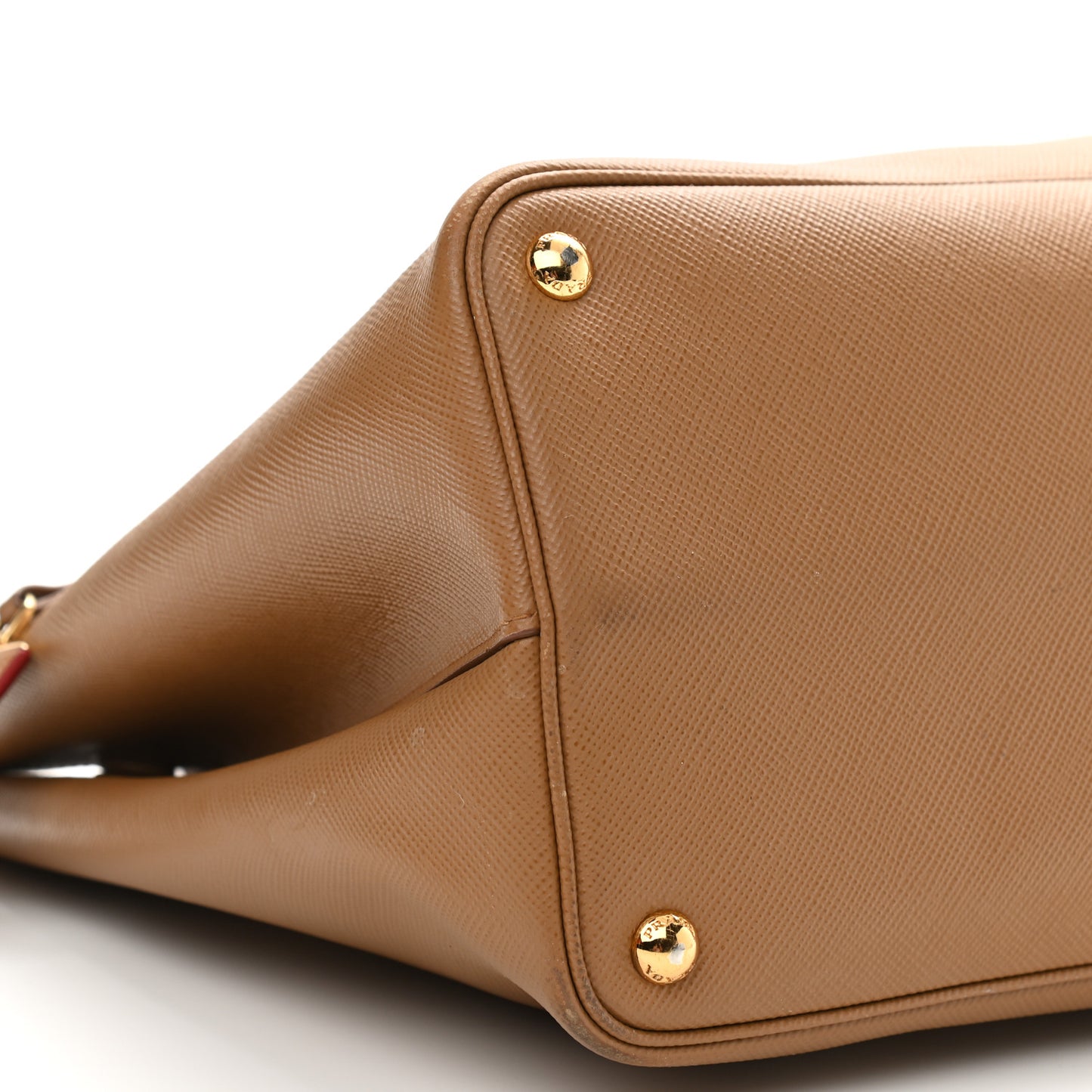 Saffiano Cuir Large Double Bag Caramel Fuoco