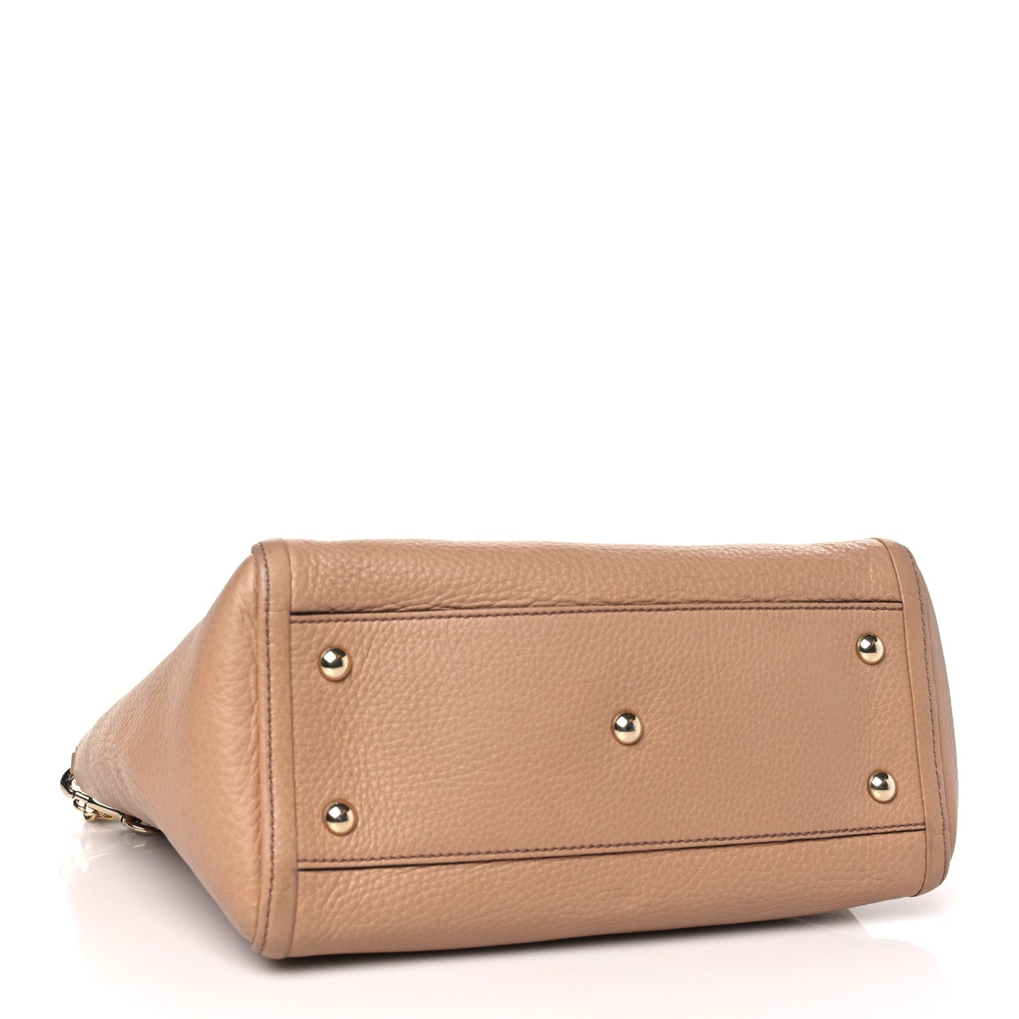 Pebbled Calfskin Small Soho Top Handle Bag Camelia