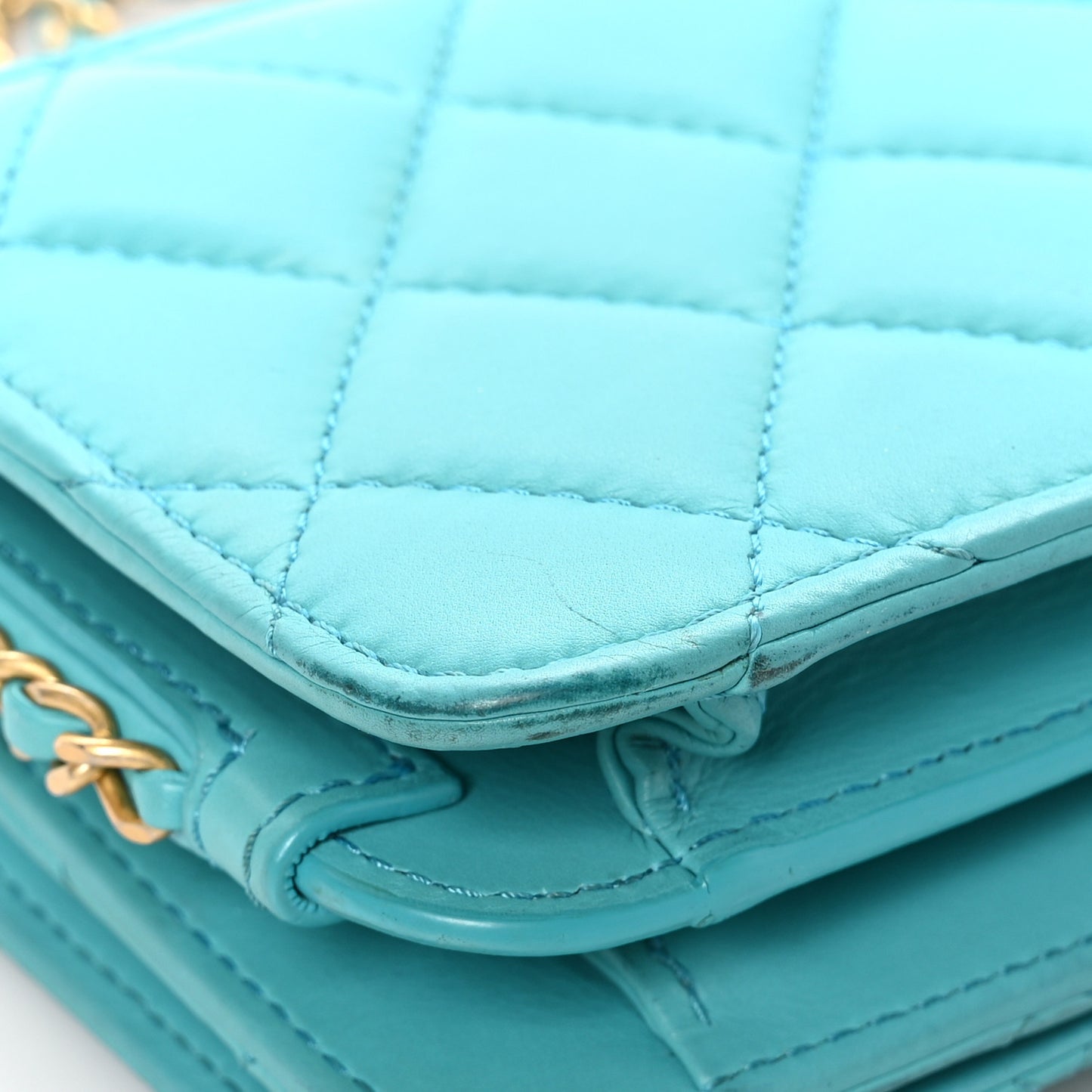 Calfskin Quilted Everyday Chic Single Flap Turquoise