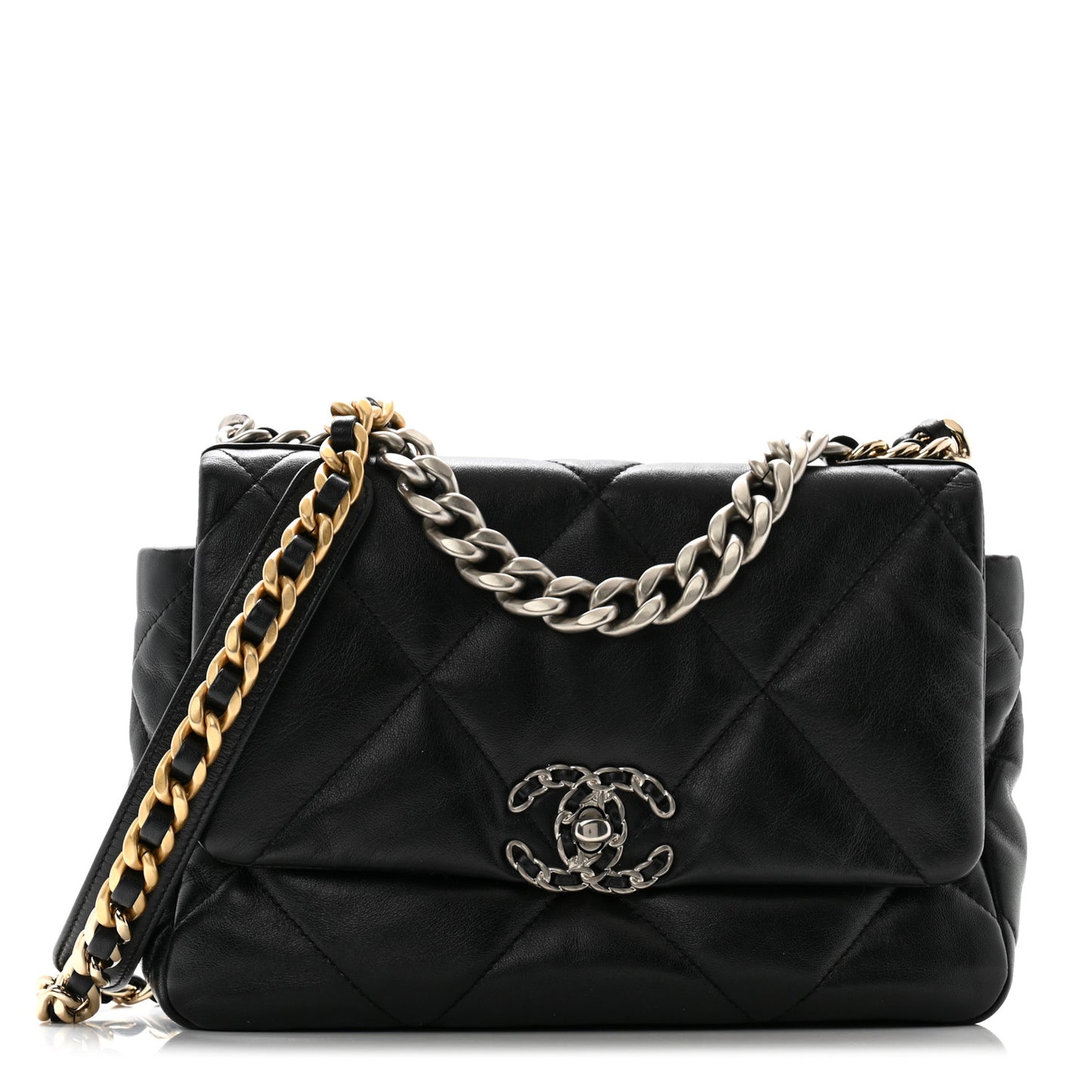 Goatskin Quilted Medium Chanel 19 Flap Black