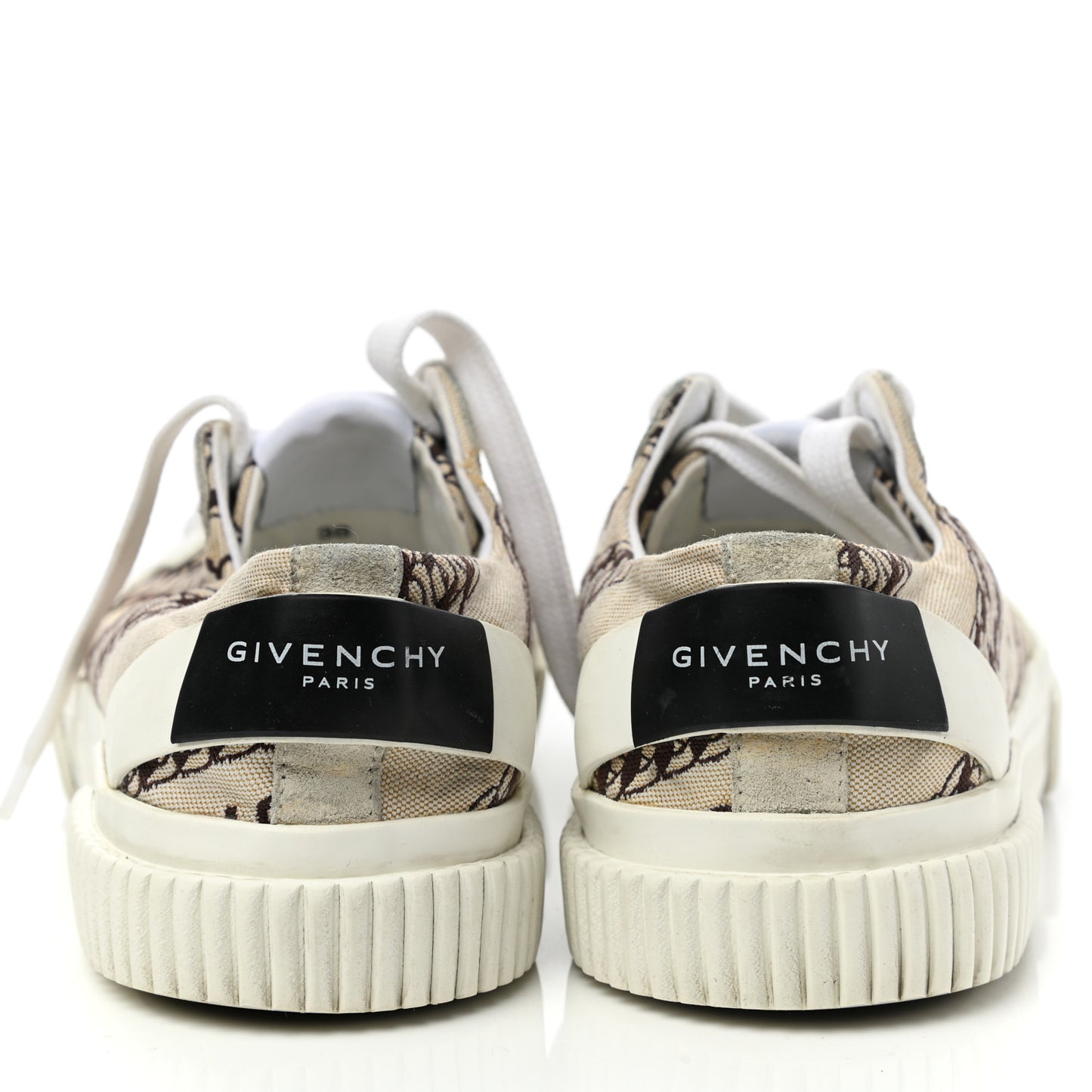 Canvas Chain Logo Printed Womens Tennis Sneakers 38 Beige Brown