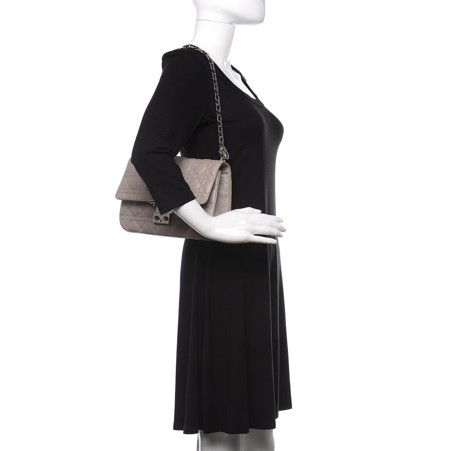 Lambskin Cannage Medium Miss Dior Flap Grey