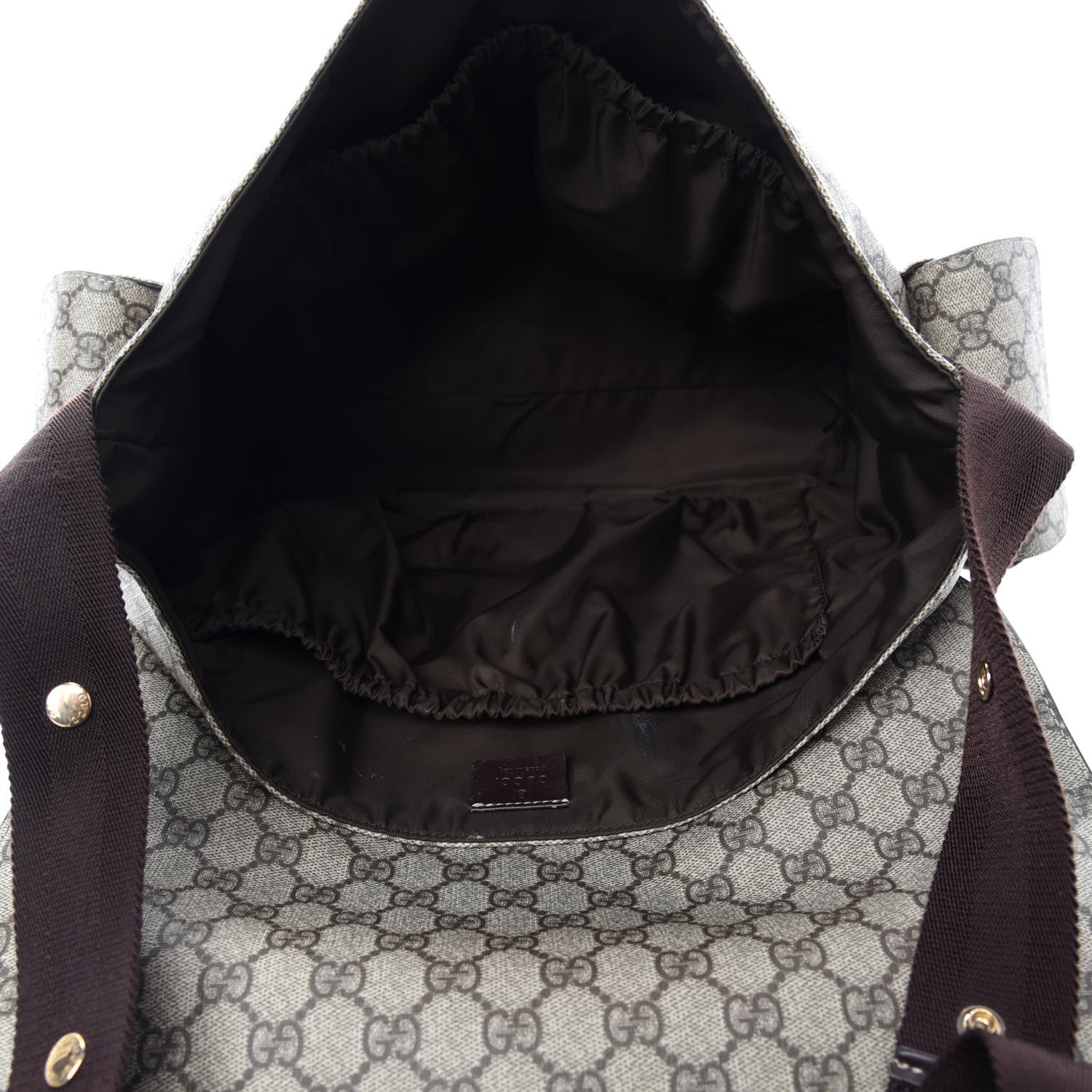 Gucci GG Supreme Monogram Selleria Calfskin Messenger Diaper Bag Beige Ebony Cocoa Dark Chocolate 6 of 13