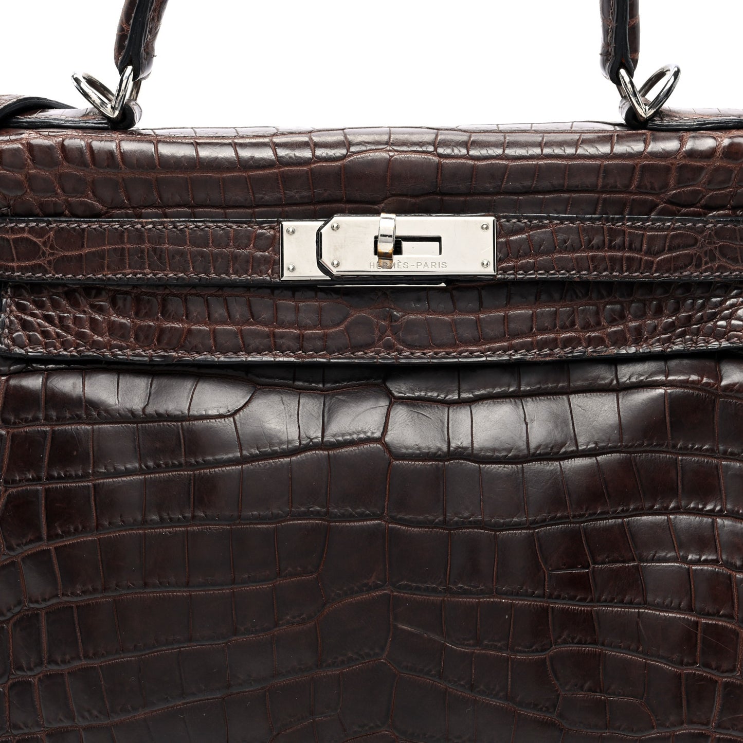 Matte Niloticus Crocodile Kelly Retourne 28 Havane