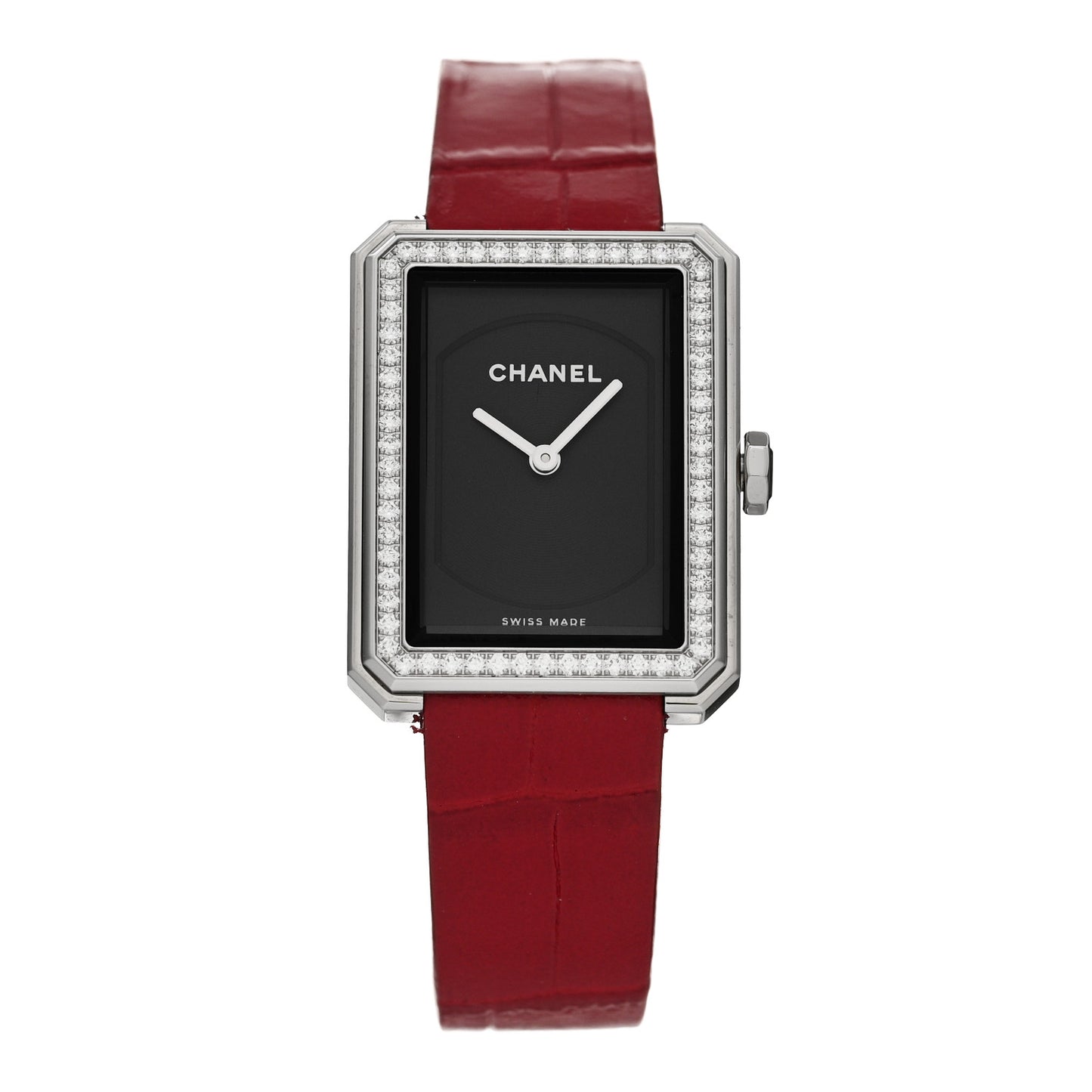 Stainless Steel Alligator Diamond Bezel 21mm Boy-Friend Quartz Watch Red