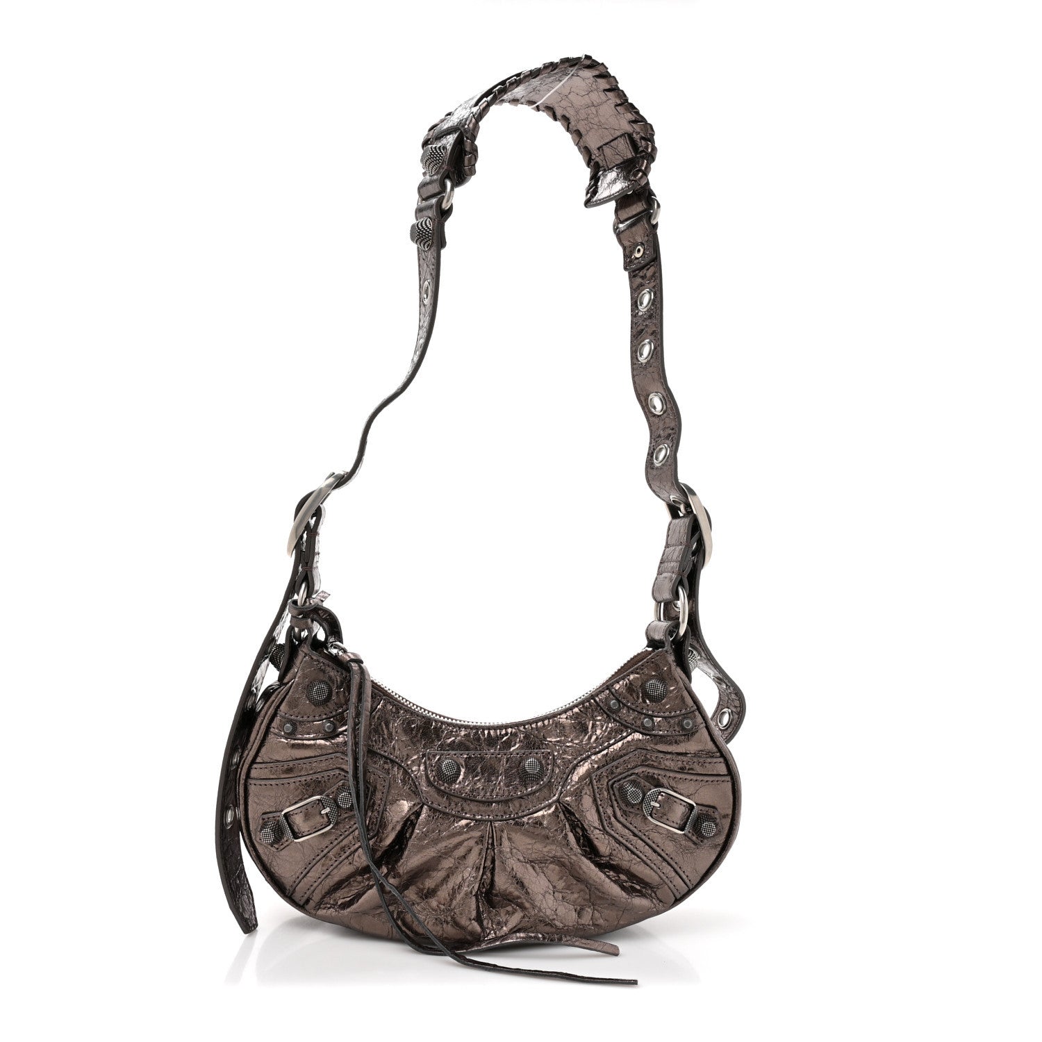 Balenciaga Metallic Agneau Arena Le Cagole Shoulder Bag XS Dark