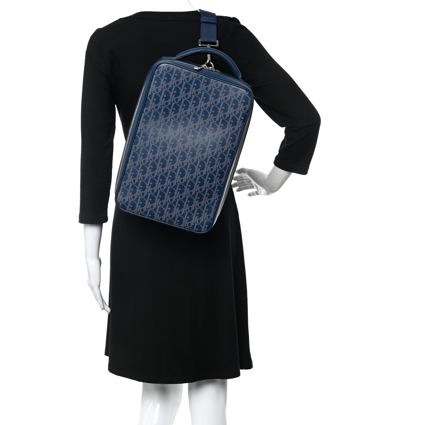 Calfskin Perforated Oblique Galaxy Marsupio World Tour Pelle Sling Navy Blue
