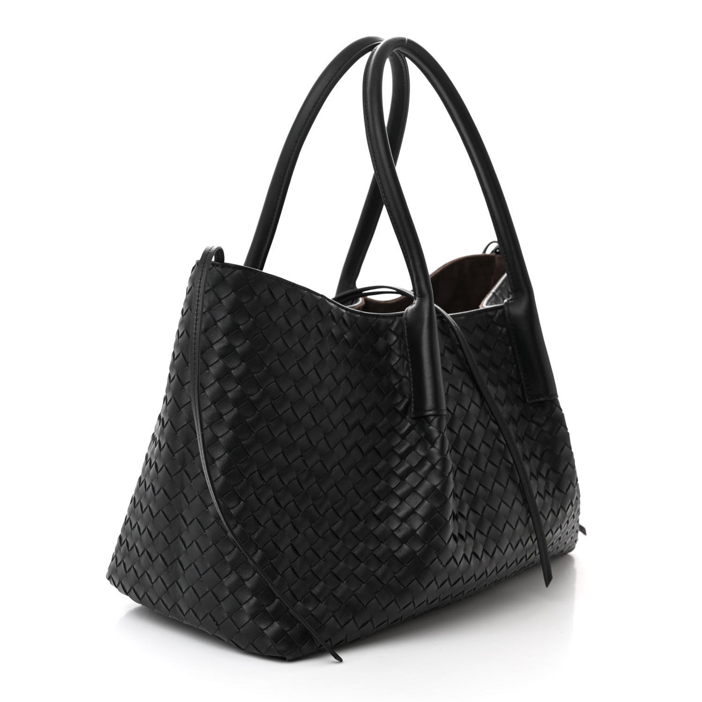 Calfskin Intrecciato Pinacoteca Reversible Tote Black Fondant
