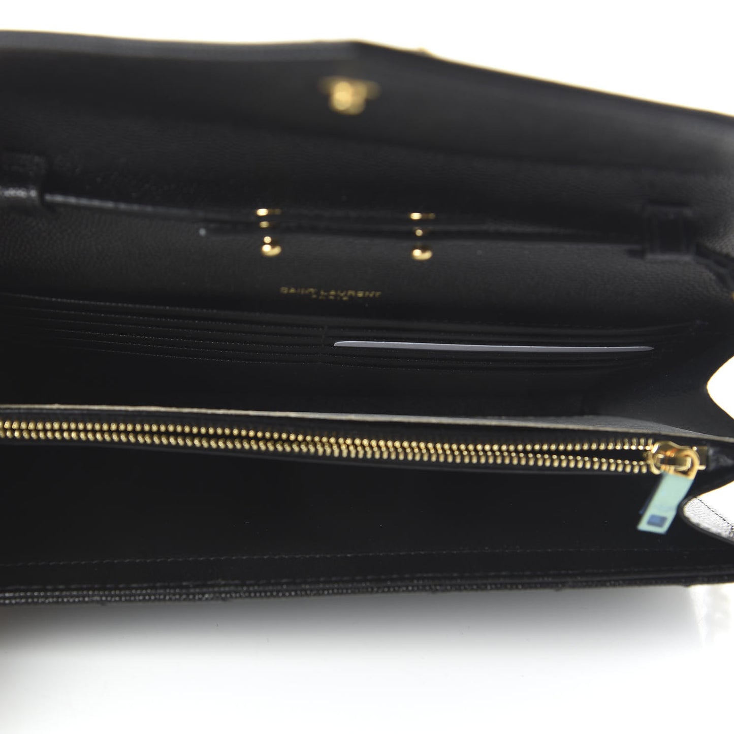 Grain De Poudre Matelasse Chevron Monogram Chain Wallet Black