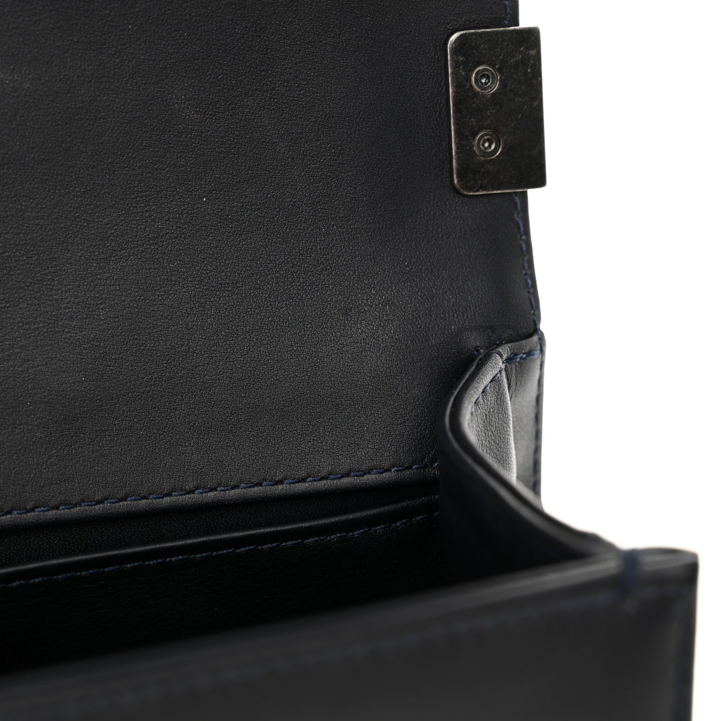 Snakeskin Calfskin Small Boy Flap Navy
